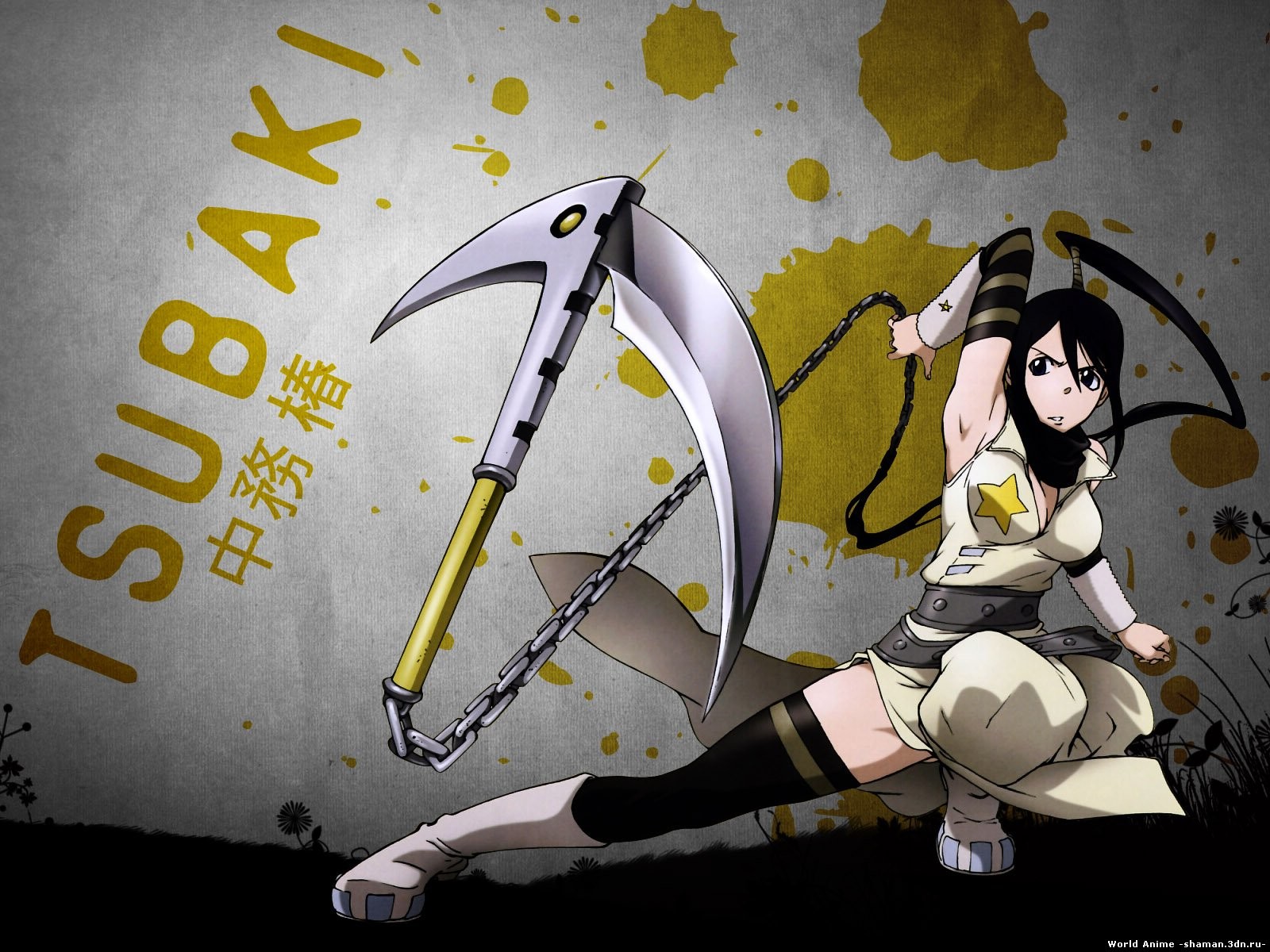 Anime 1600x1200 anime Soul Eater Tsubaki Nakatsukasa anime girls black hair warrior fantasy art fantasy girl weapon