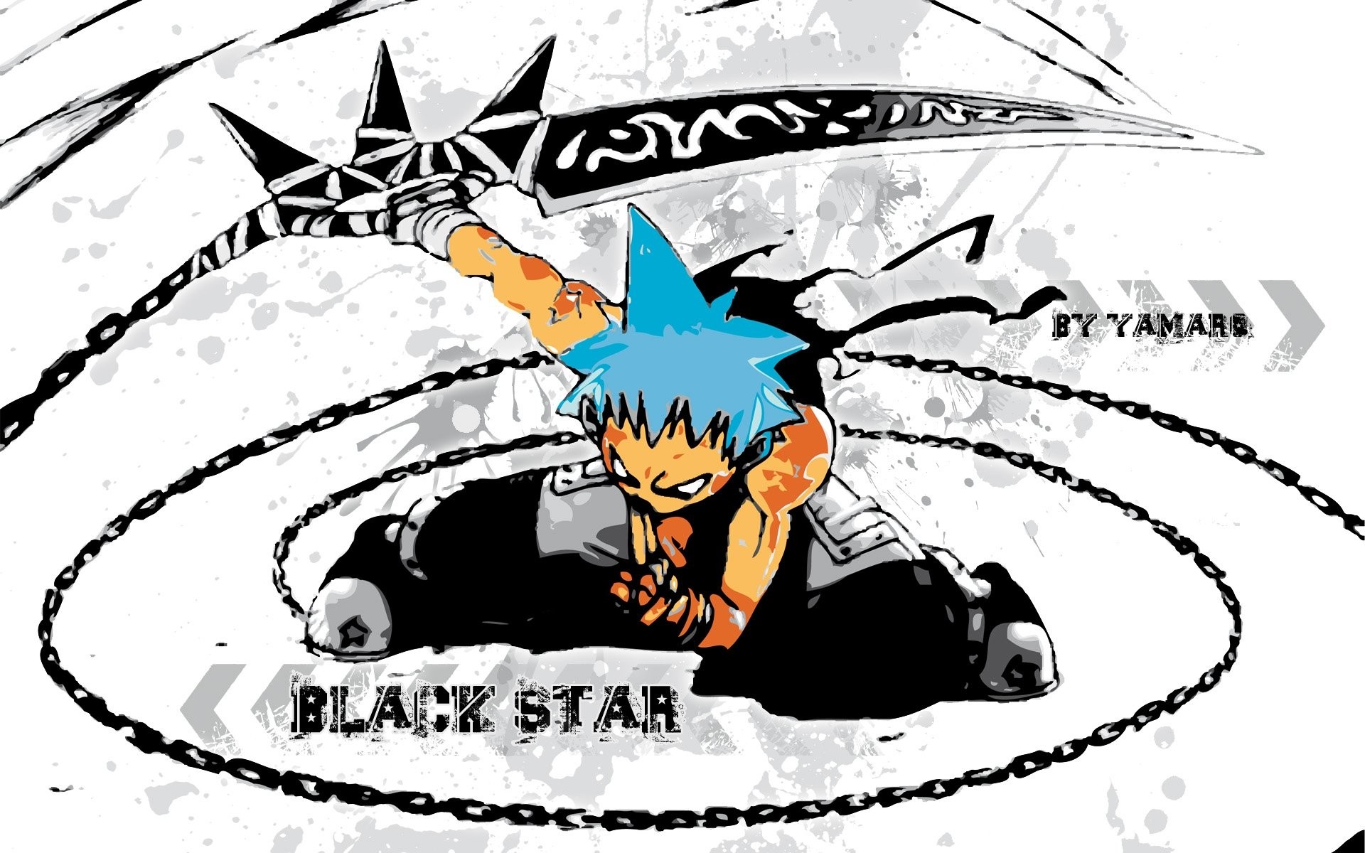 Anime 1920x1200 Soul Eater BlackStar anime chains blue hair anime boys