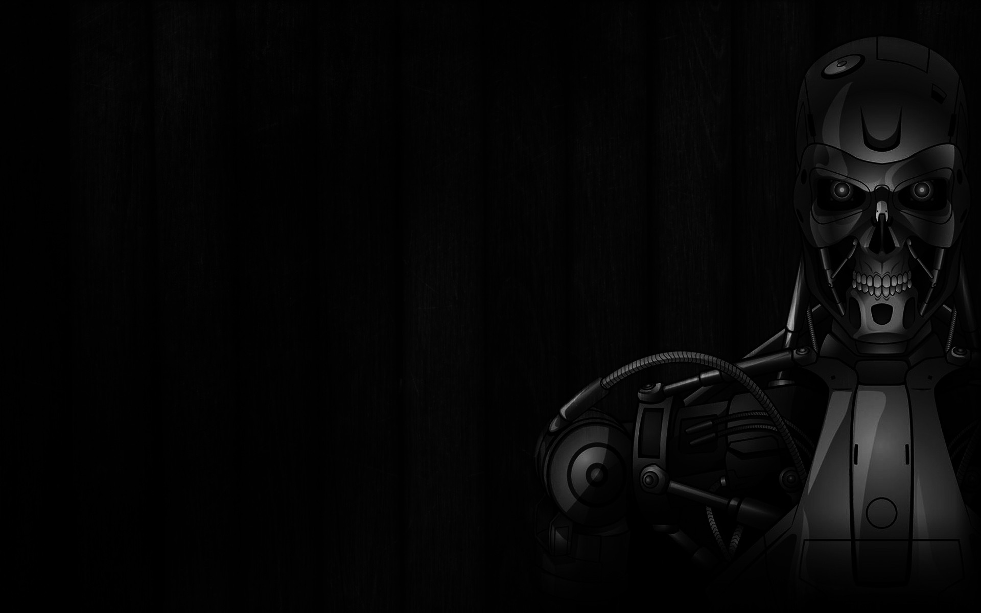 General 1920x1200 monochrome Terminator movies machine cyborg dark endoskeleton science fiction black background simple background