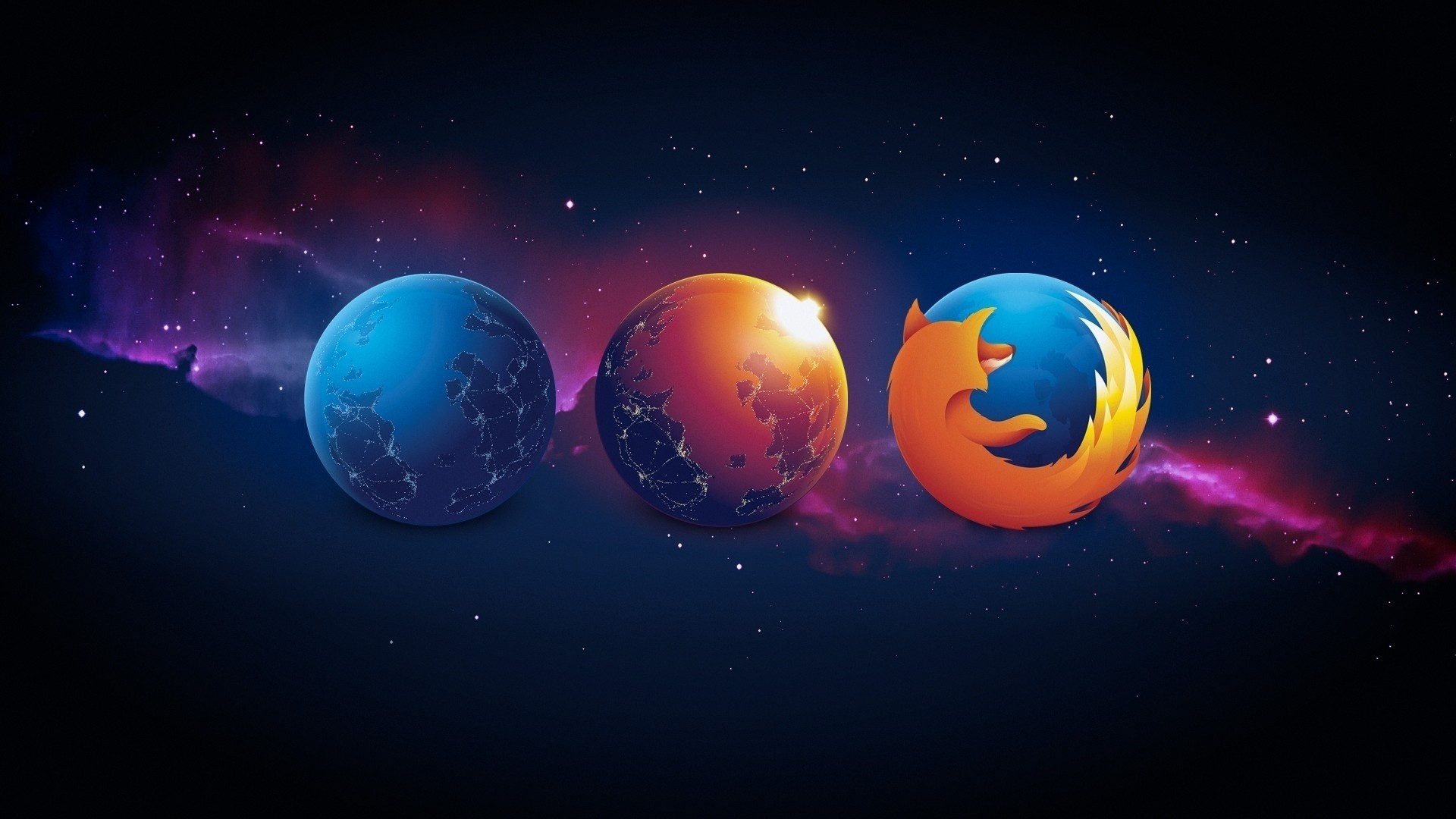 General 1920x1080 space Mozilla Firefox digital art Mozilla space art planet CGI stars internet