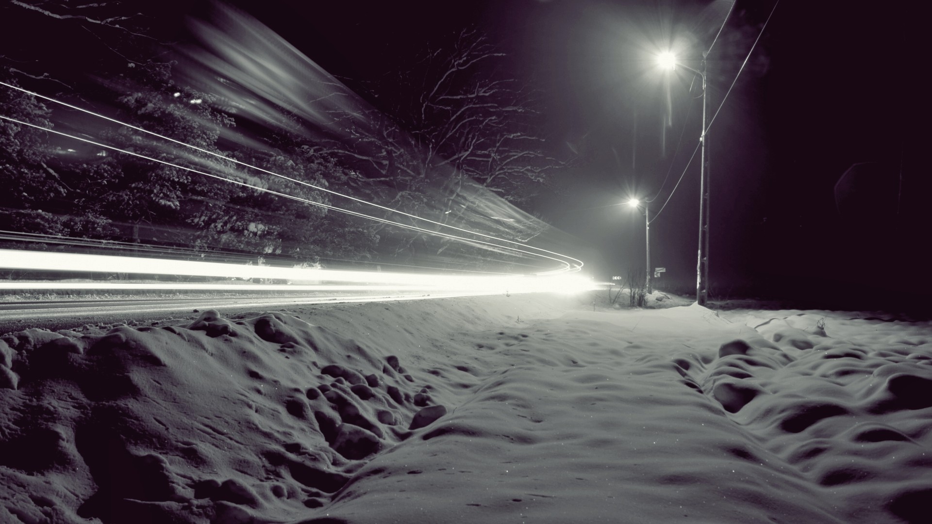 General 1920x1080 snow long exposure traffic lights night winter dark cold