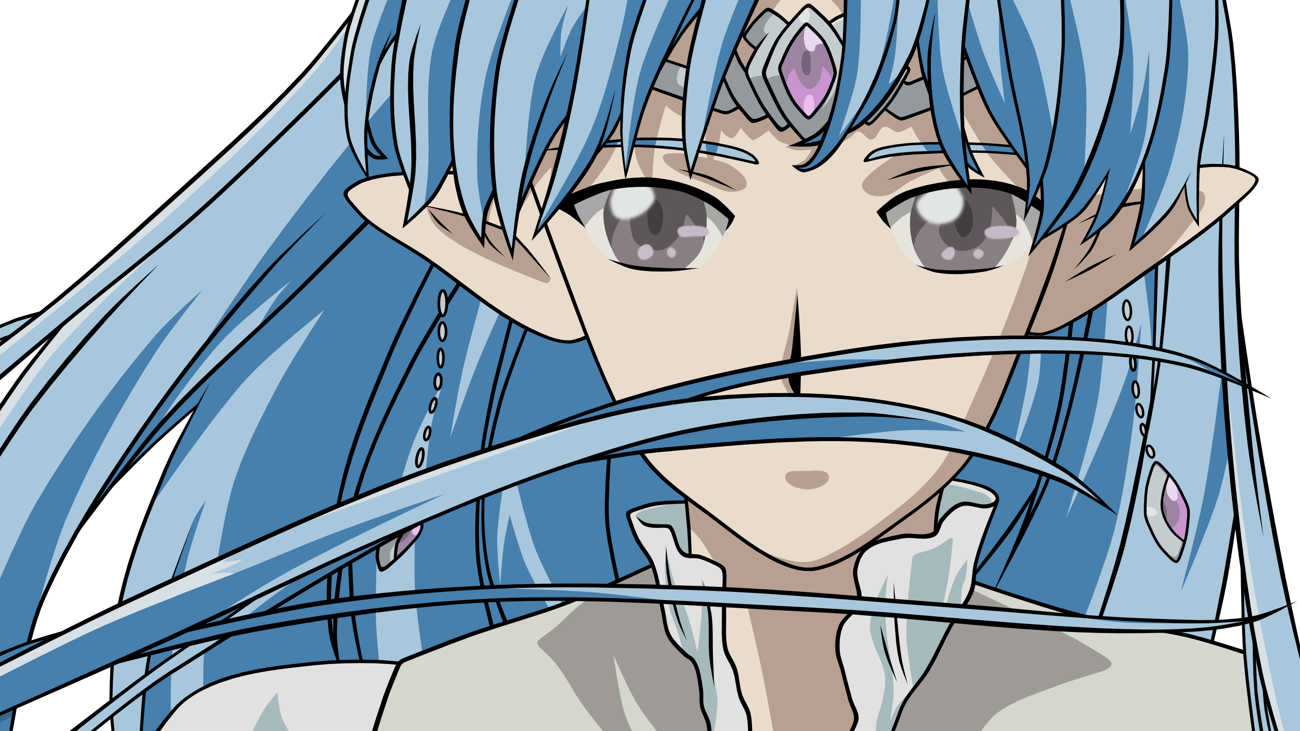 Anime 2560x1440 anime girls anime blue hair face pointy ears long hair
