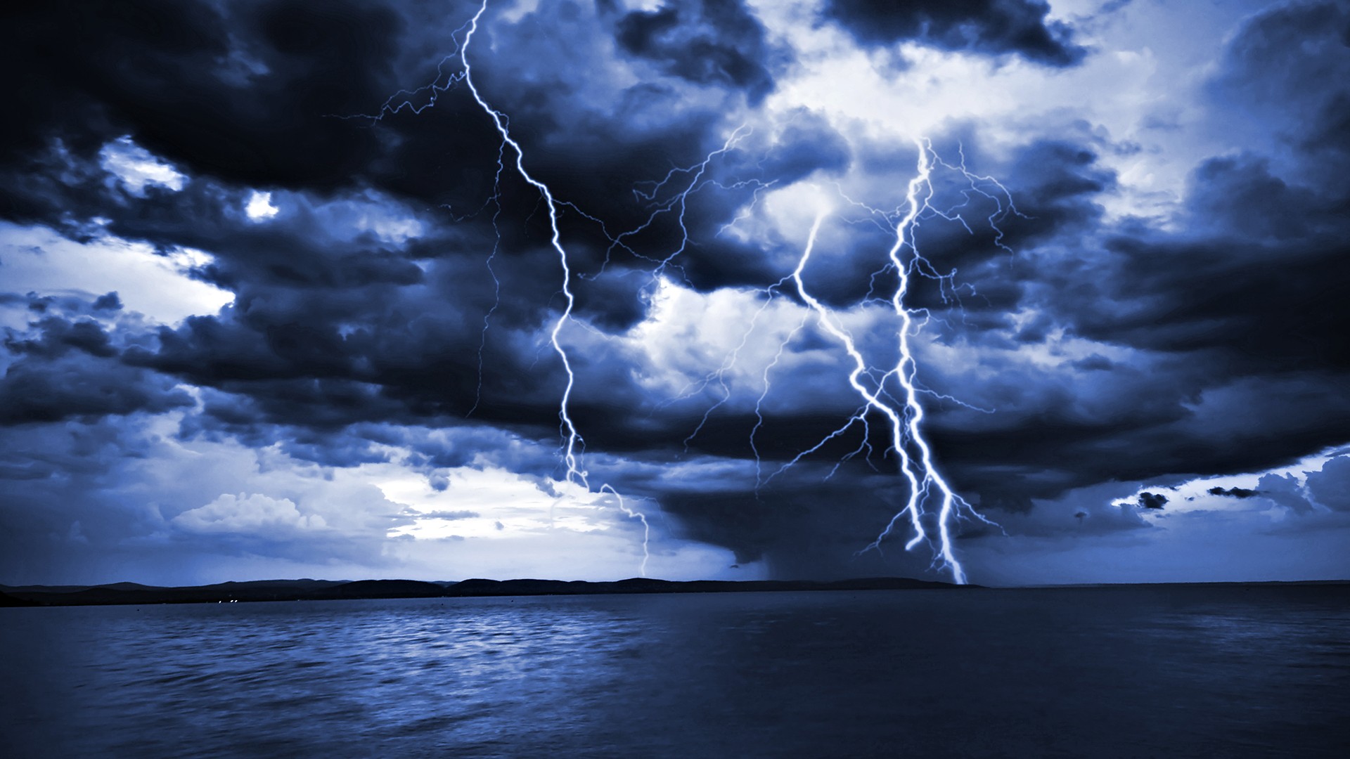 General 1920x1080 photography sea water lightning storm sky clouds