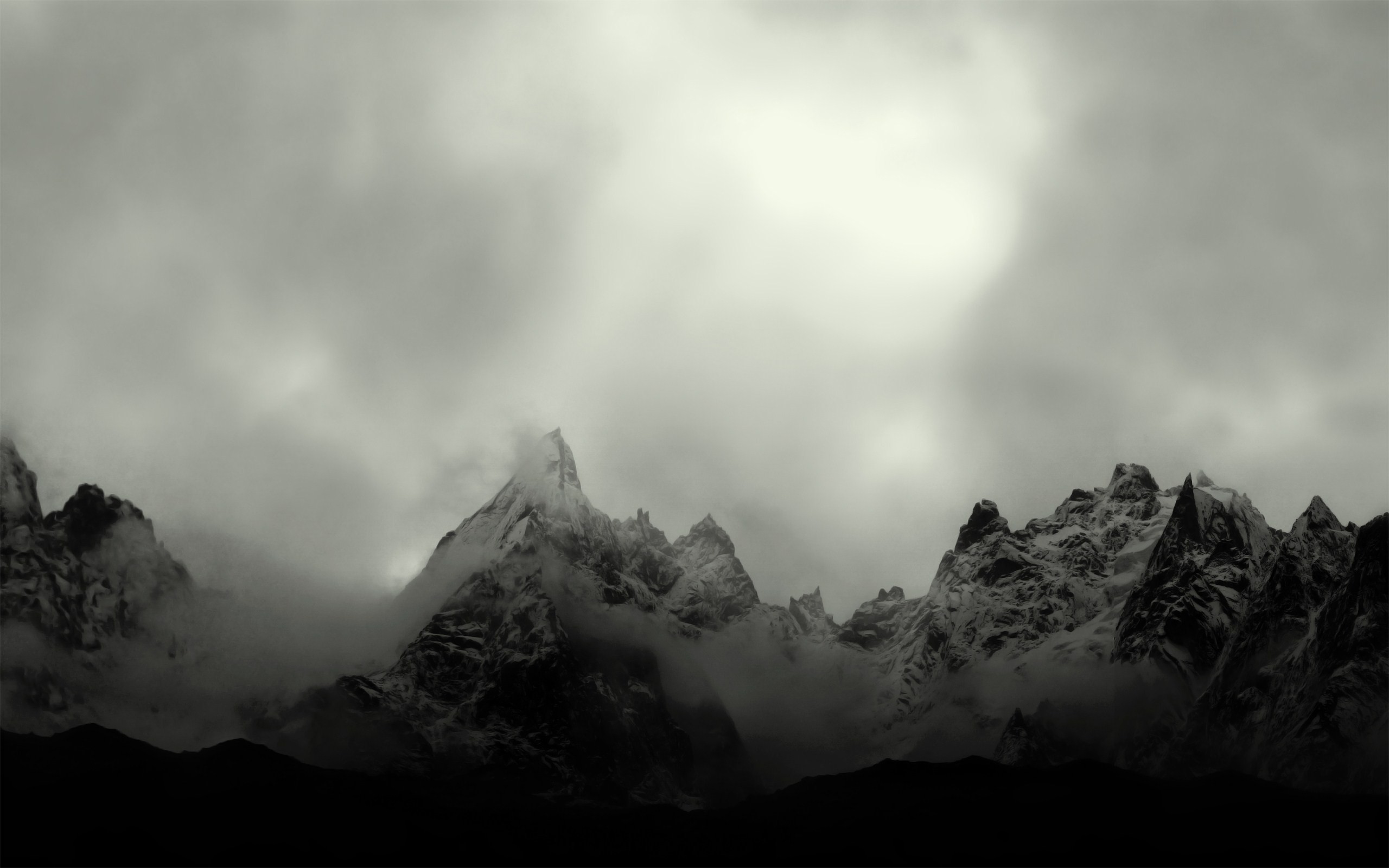 General 2560x1600 photography mist landscape nature mountains monochrome snowy peak