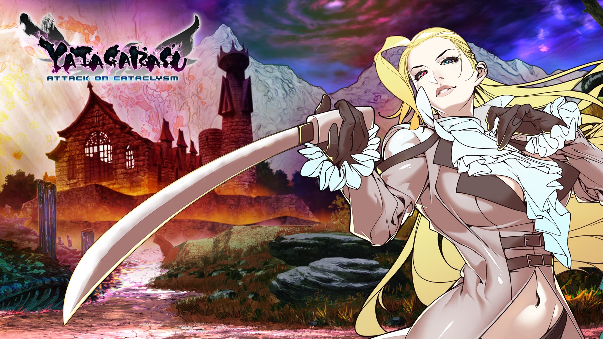 Anime 1920x1080 anime Yatagarasu: Attack on Cataclysm anime girls 2014 (Year) blonde sword long hair women with swords weapon