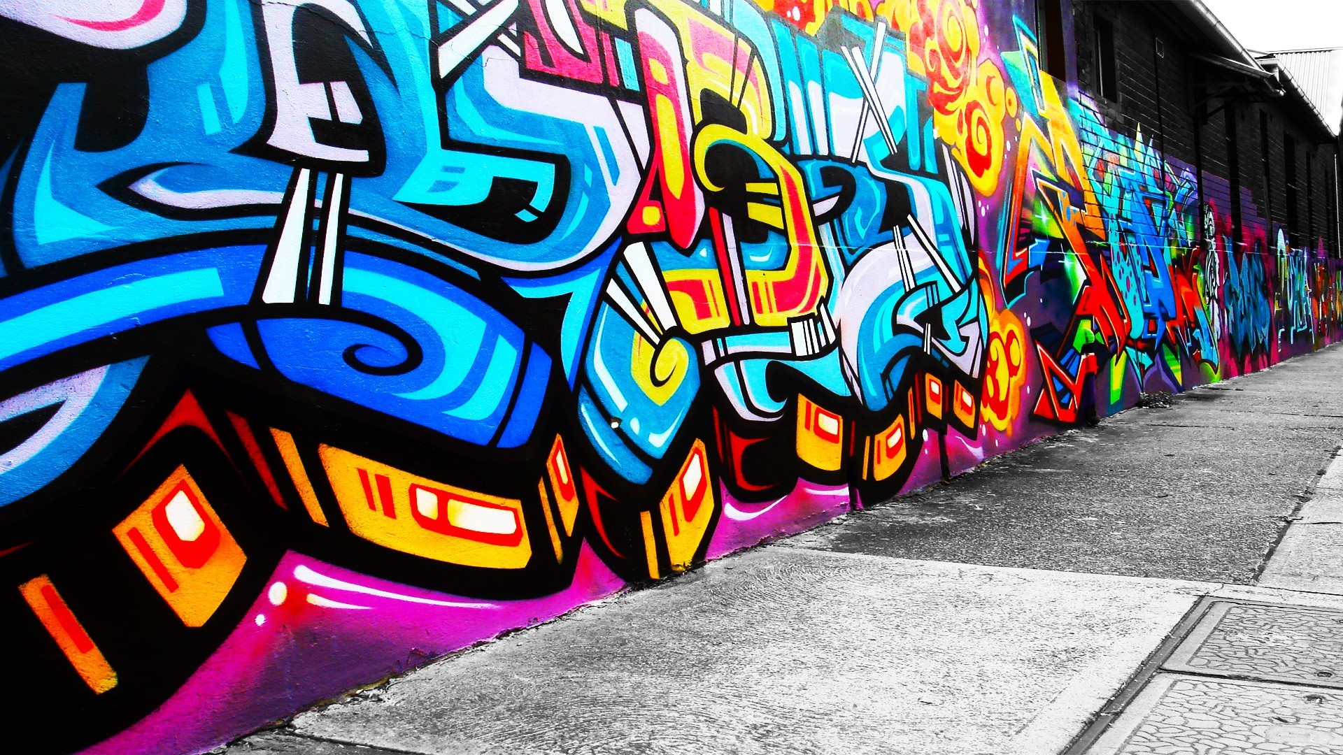 General 1920x1080 graffiti wall urban street outdoors