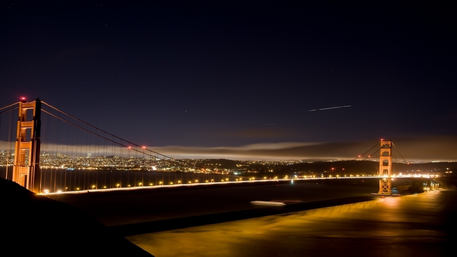 General 1920x1080 bridge city night architecture Golden Gate Bridge USA city lights suspension bridge low light