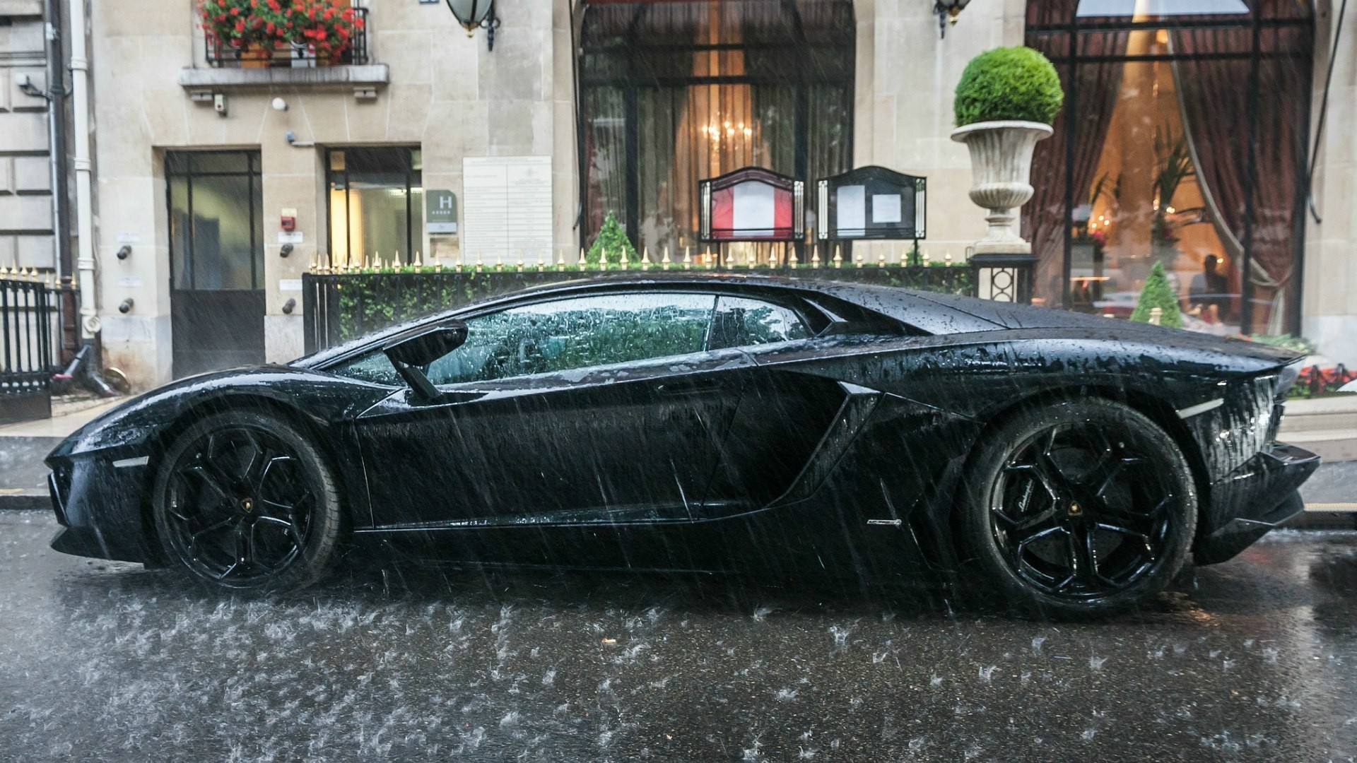 General 1920x1080 car Lamborghini Lamborghini Aventador vehicle urban rain italian cars Volkswagen Group