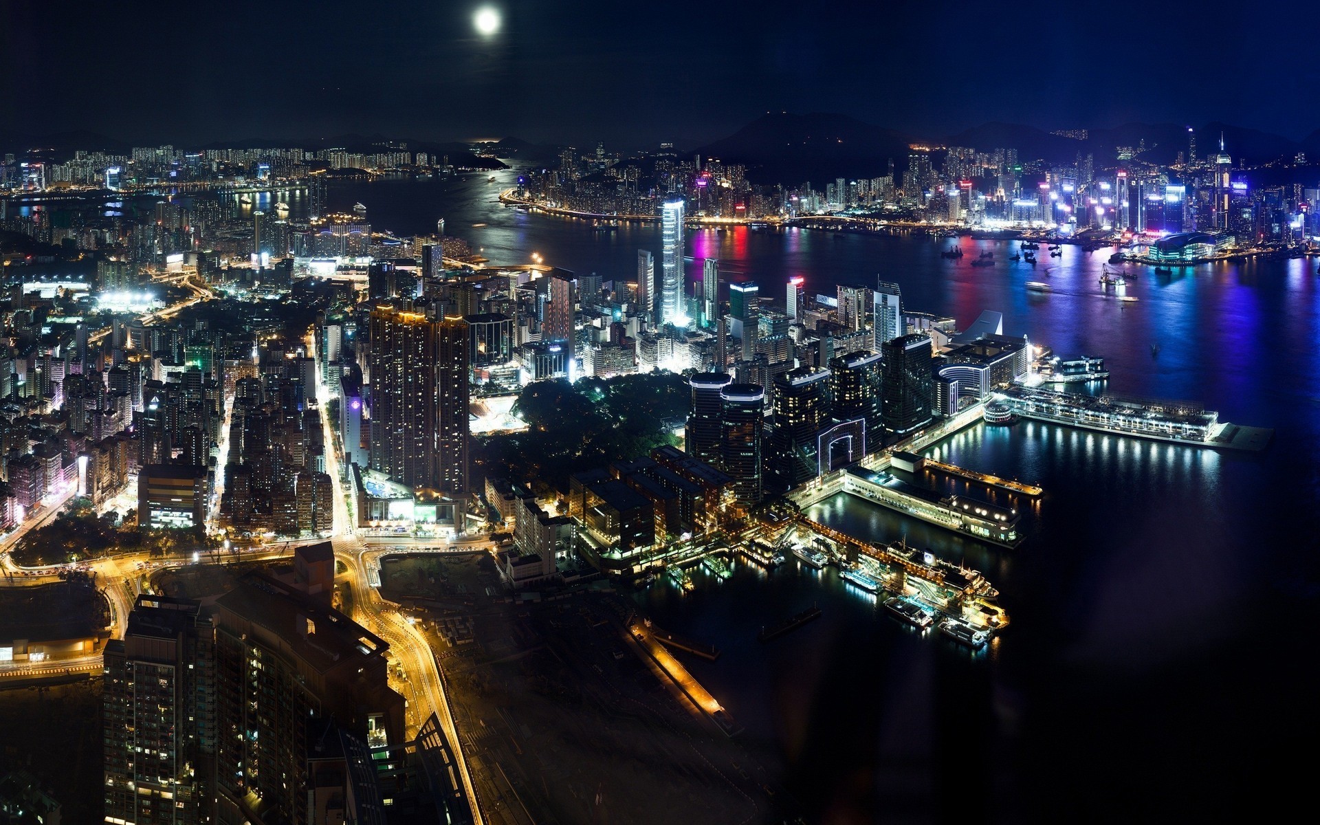General 1920x1200 city cityscape skyline night lights ports China Hong Kong sky Asia