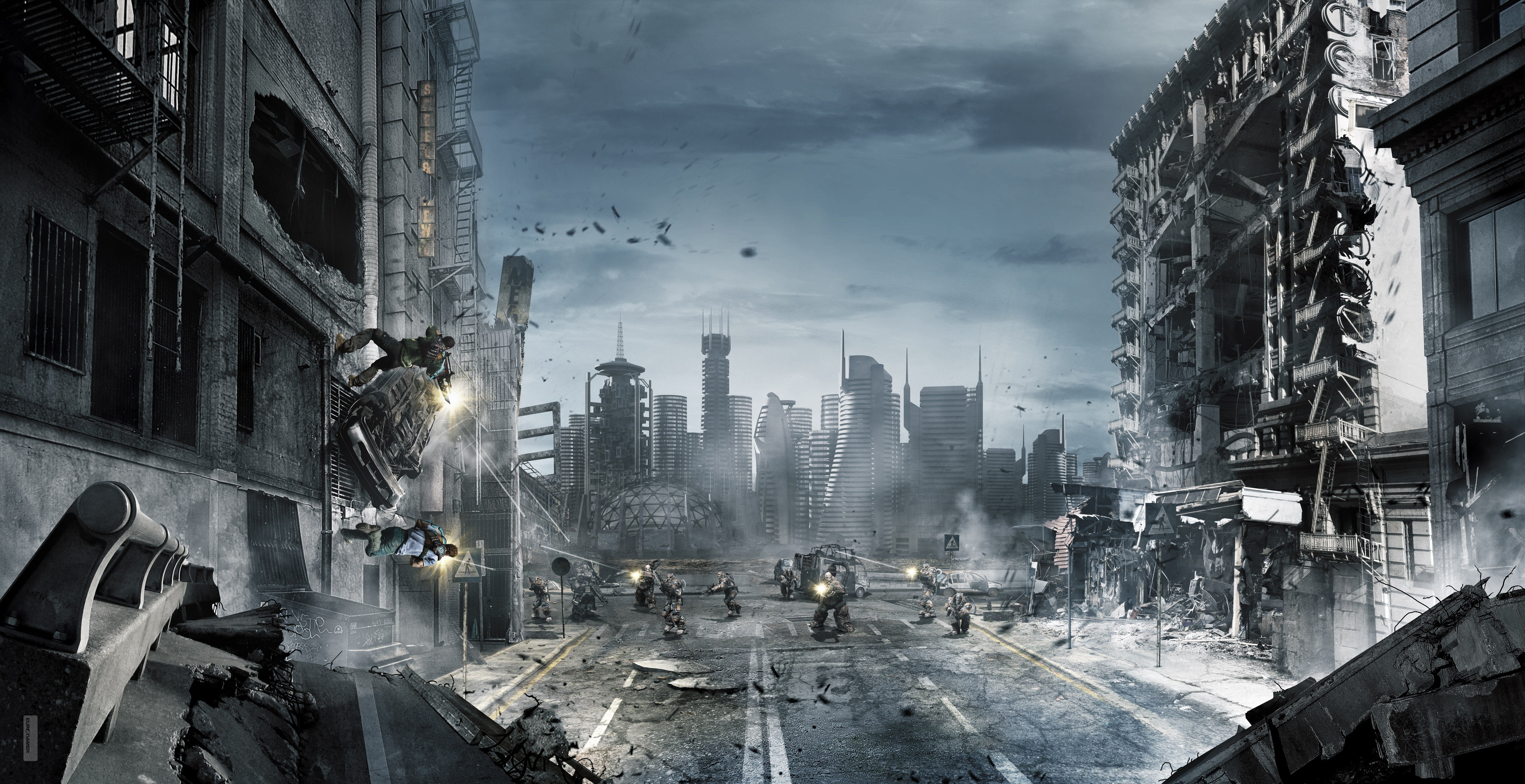 General 6000x3085 futuristic cityscape science fiction artwork ruins