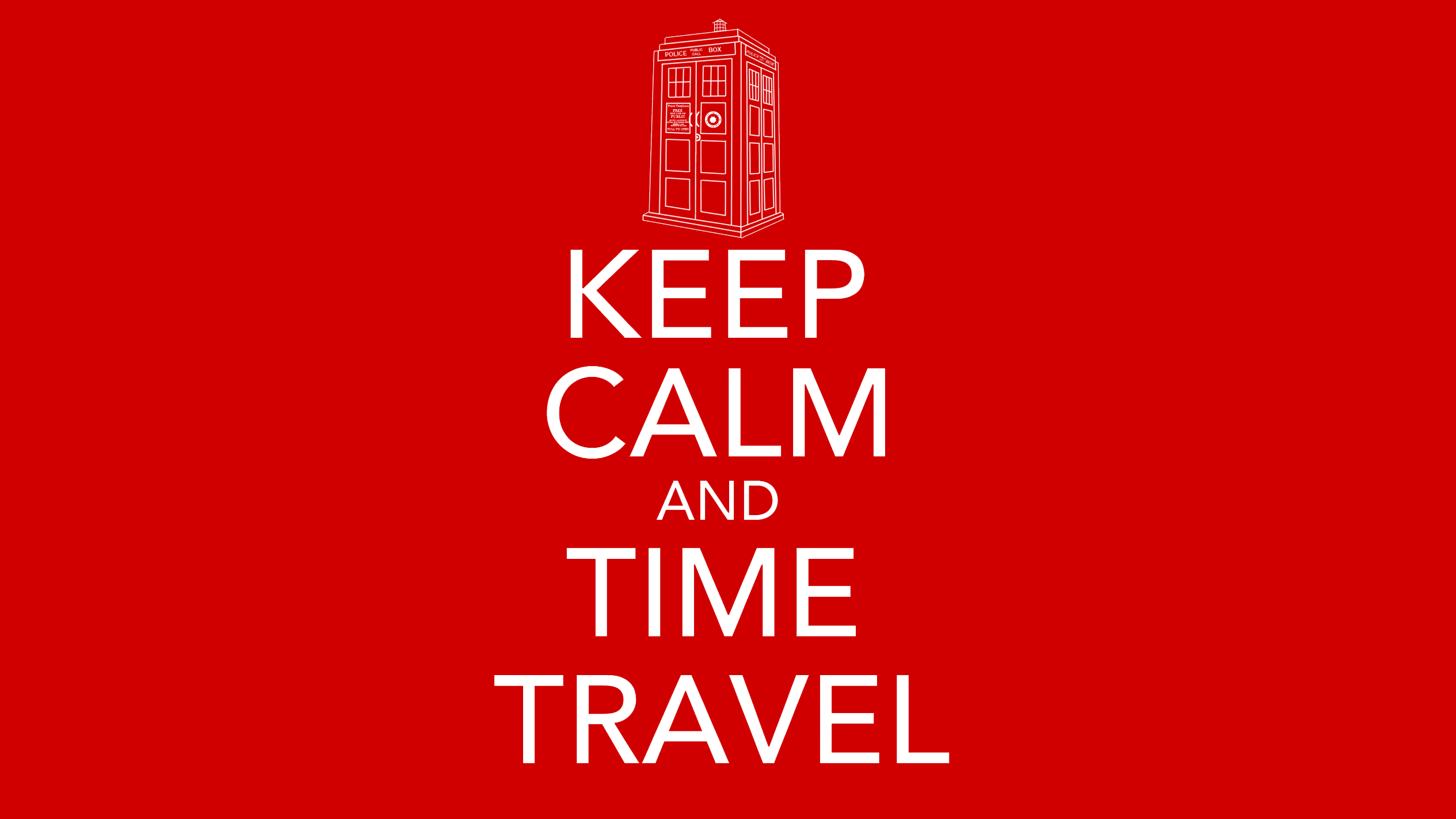 General 2530x1423 Doctor Who science fiction red Keep Calm and... The Doctor TARDIS artwork time travel red background TV series simple background typography