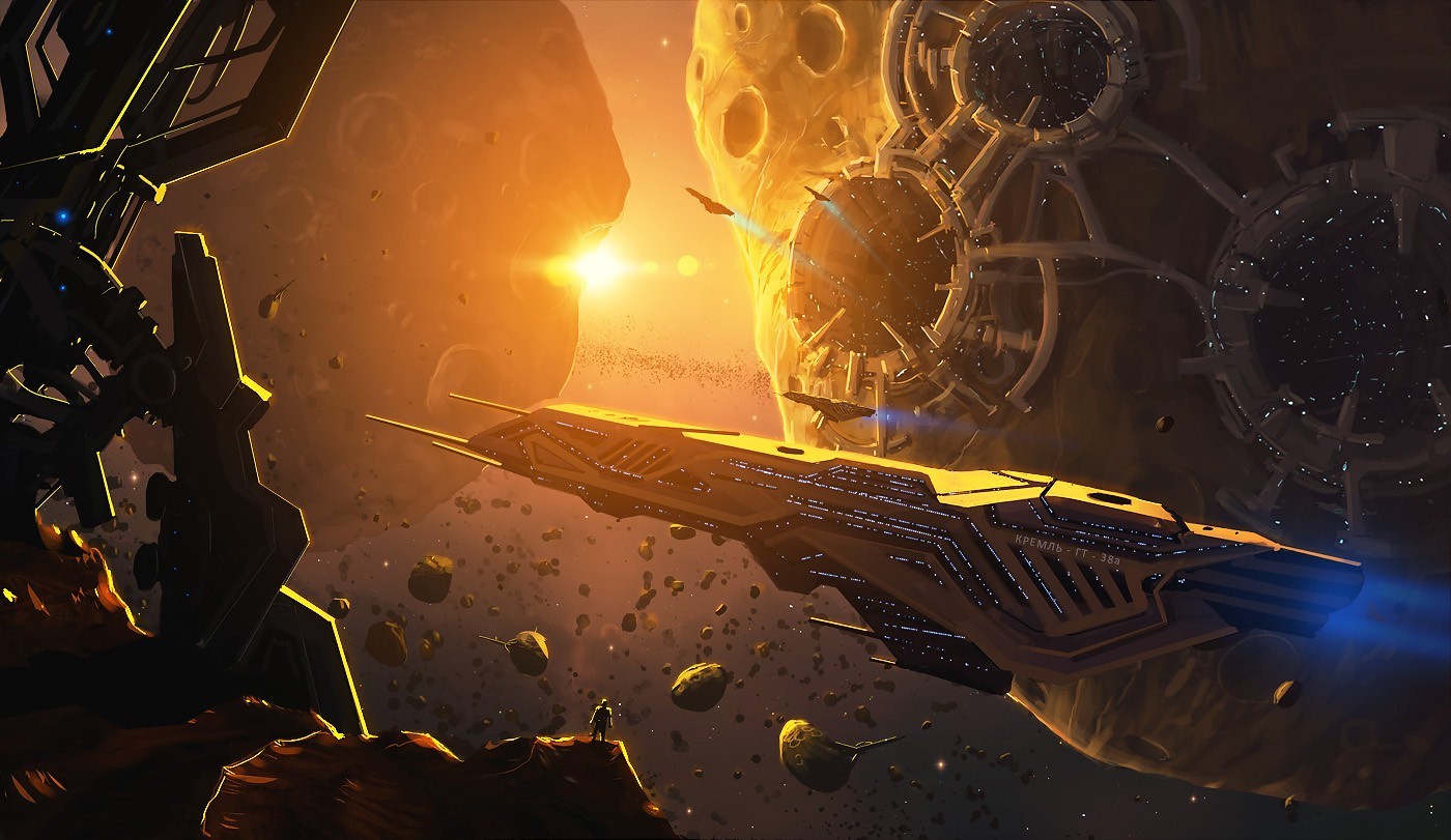 General 1400x811 spaceship planet space artwork science fiction DeviantArt video games digital art