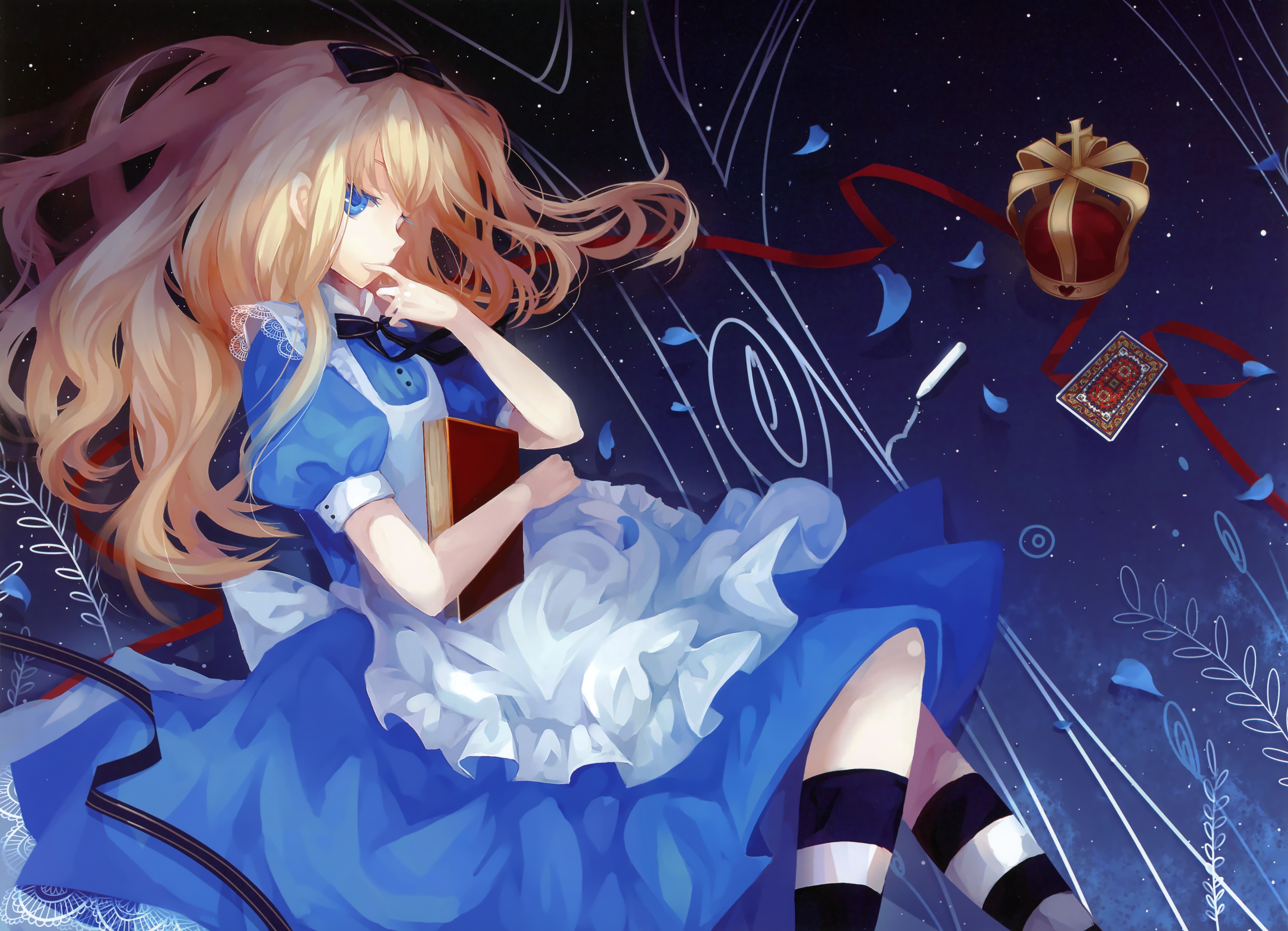Anime 4212x3046 Alice in Wonderland anime anime girls dress blue dress long hair fantasy art fantasy girl
