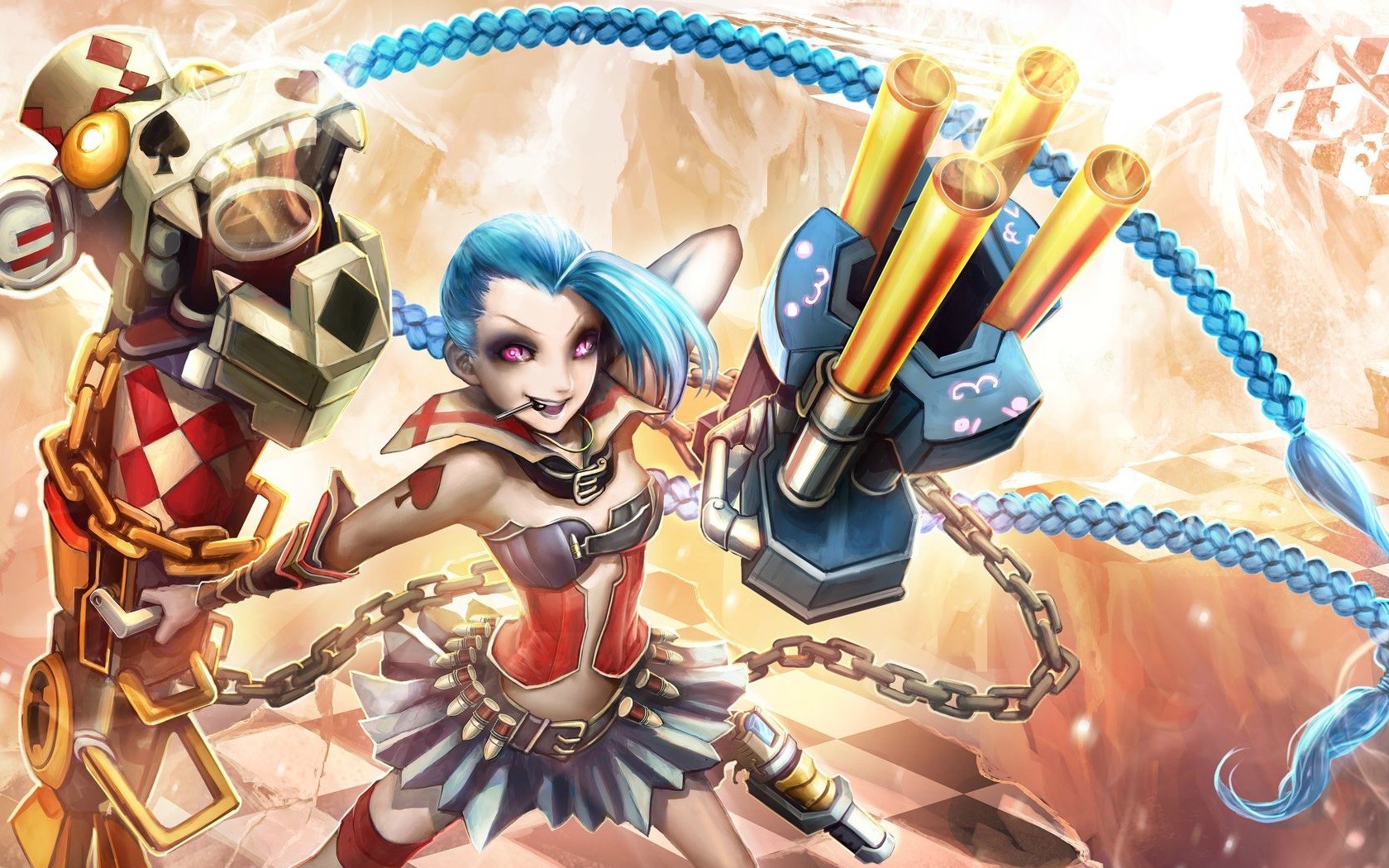 General 1680x1050 Jinx (League of Legends) blue hair weapon fan art PC gaming video game art video game girls video game characters