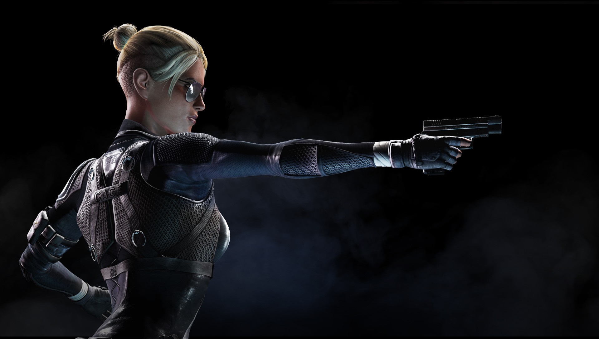 General 1920x1088 Mortal Kombat X girls with guns video game warriors video games video game art video game girls aiming Cassie Cage (Mortal Kombat) gun weapon sunglasses women with shades video game characters