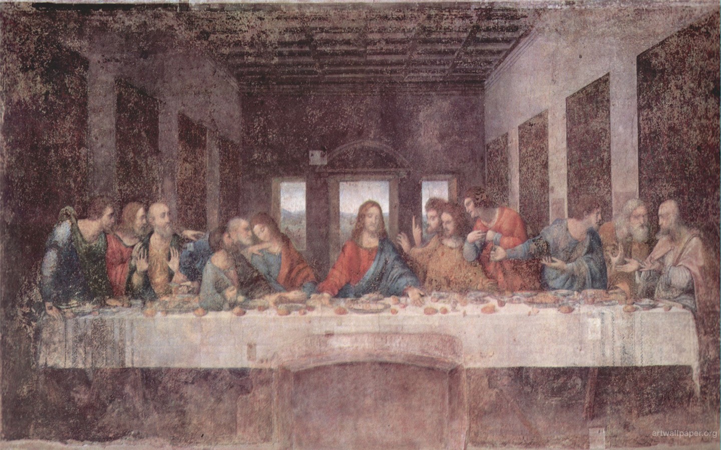 General 1440x900 painting Leonardo da Vinci The Last Supper Jesus Christ 12 apostles classic art