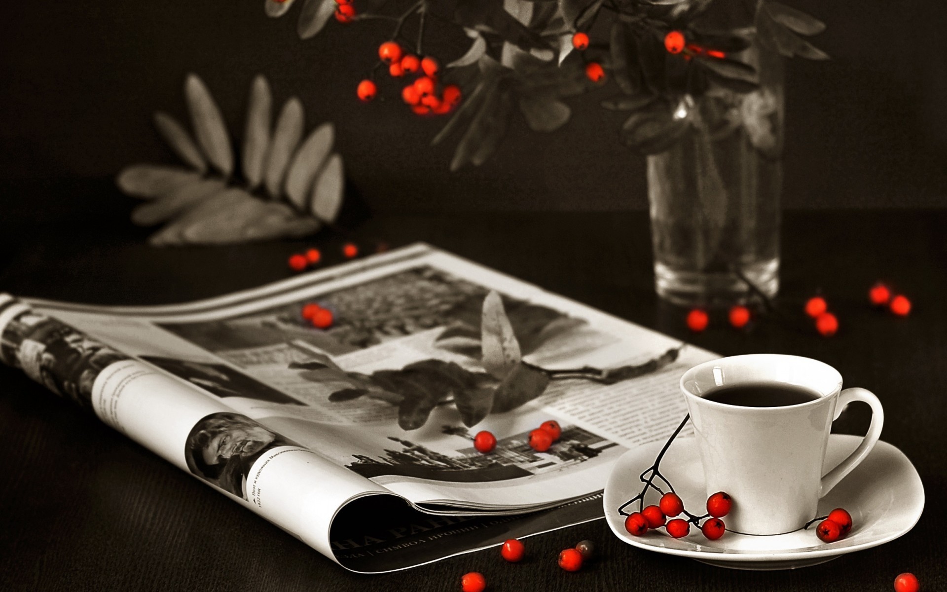 General 1920x1200 cup selective coloring magazine coffee berries food still life