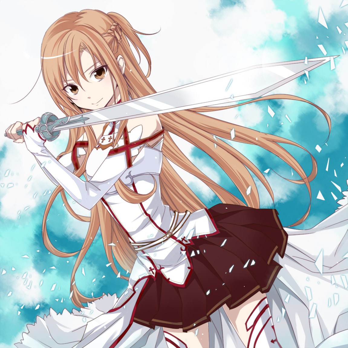 Anime 1151x1152 Sword Art Online anime girls anime Yuuki Asuna (Sword Art Online) sword weapon women with swords