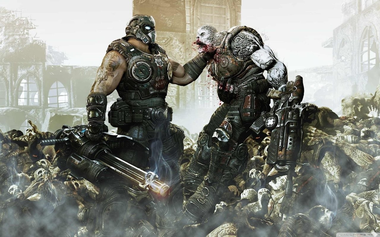 General 1280x800 video games digital art artwork Gears of War 3 video game art weapon