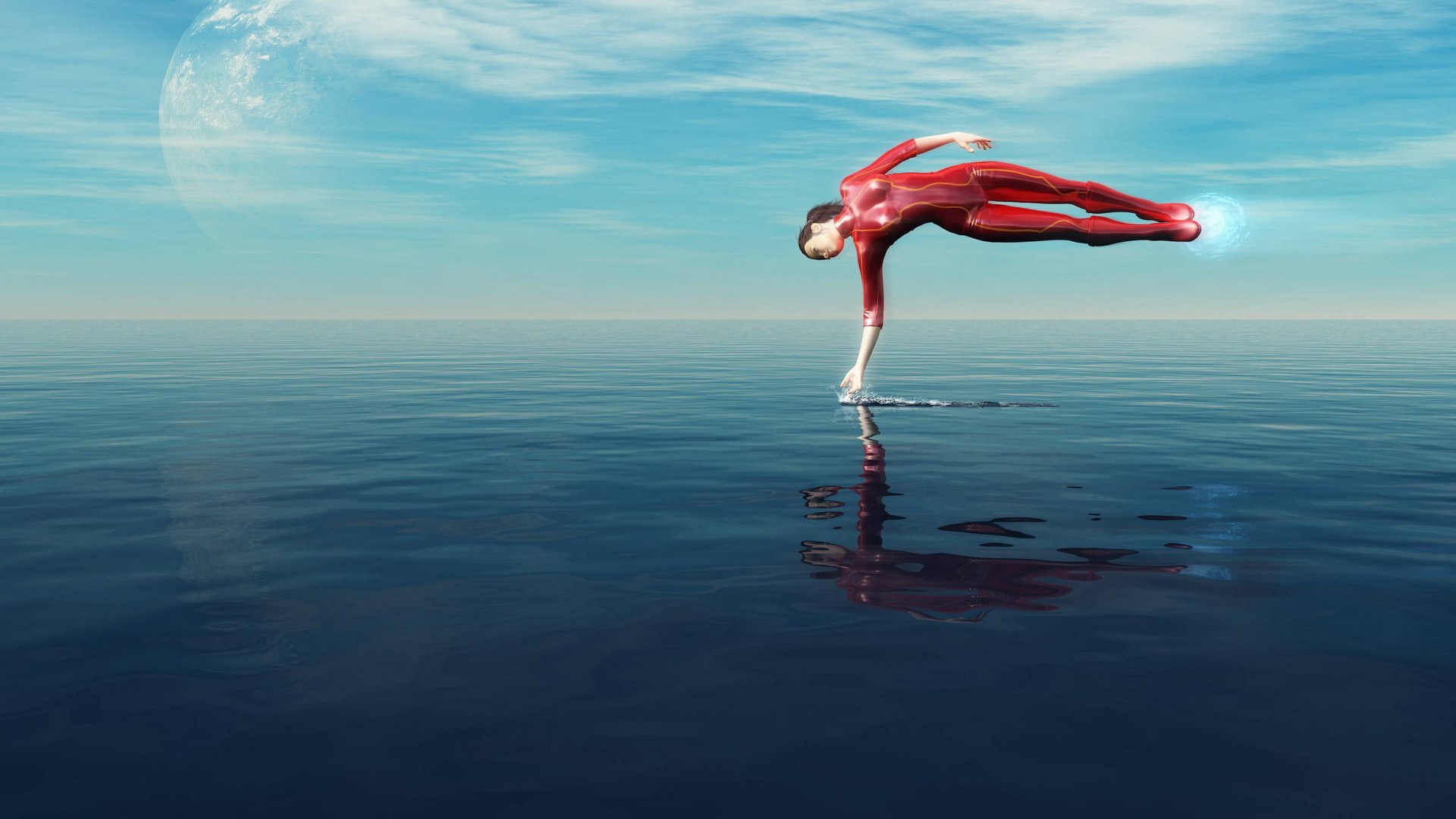 General 1920x1080 water women digital art sky bodysuit CGI
