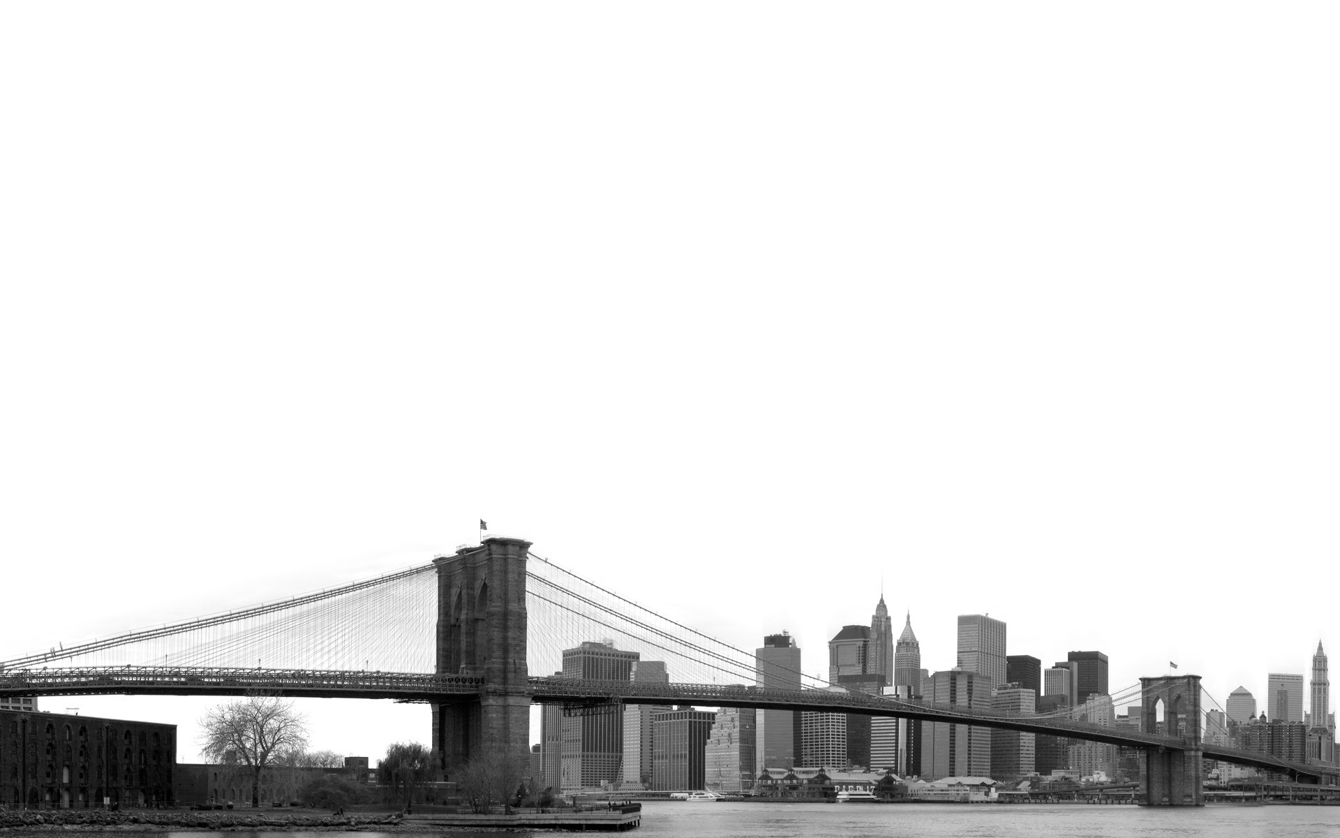 General 1920x1200 city New York City Brooklyn Bridge USA monochrome bridge cityscape