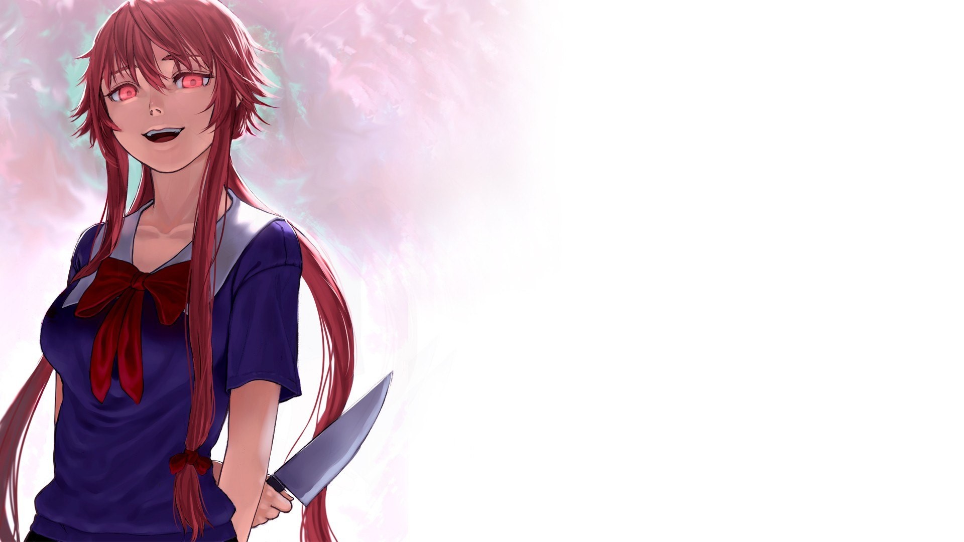 Anime 1920x1080 anime weapon knife anime girls women open mouth red eyes redhead long hair looking at viewer