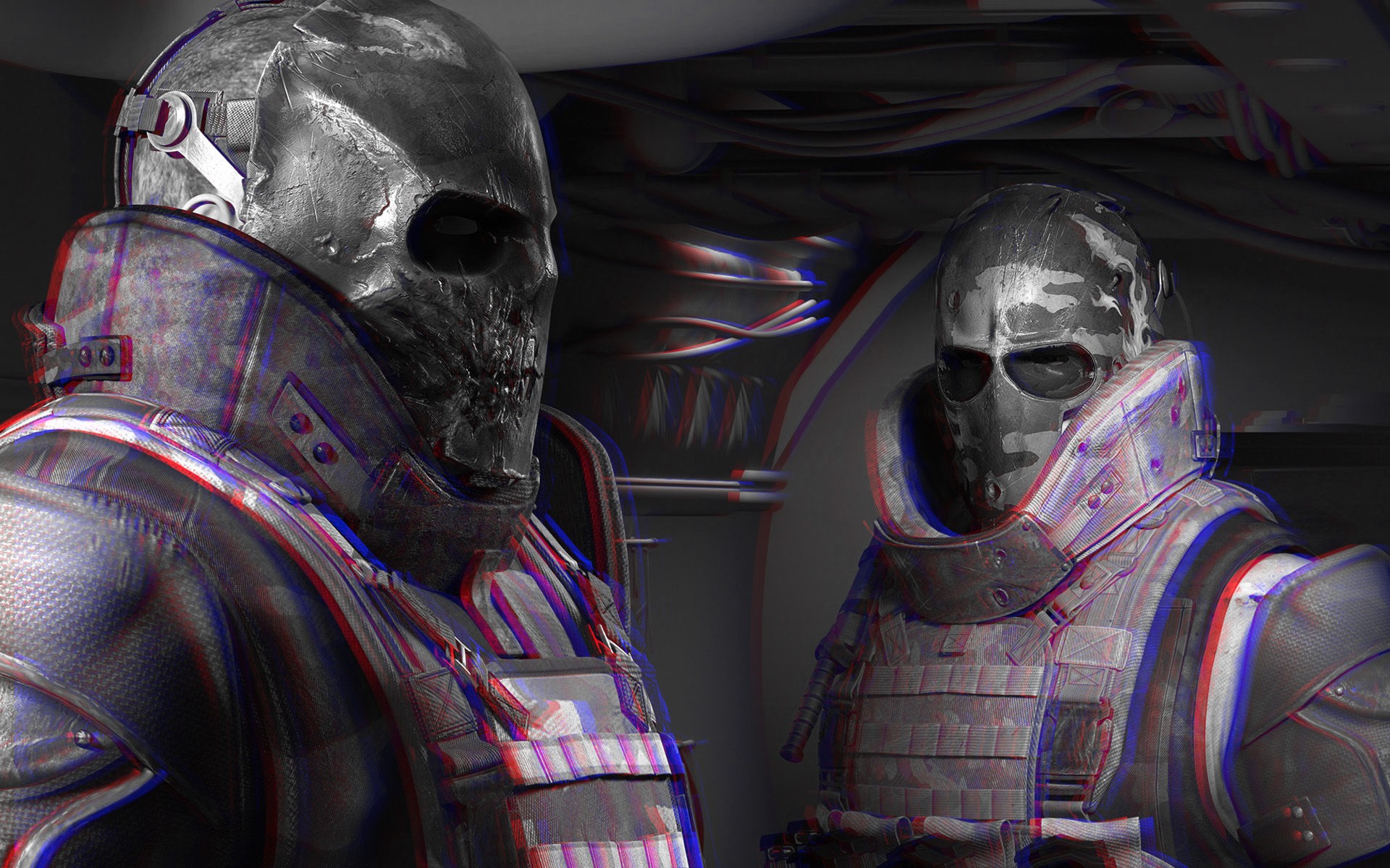 General 1920x1200 CGI Army of Two anaglyph 3D video games