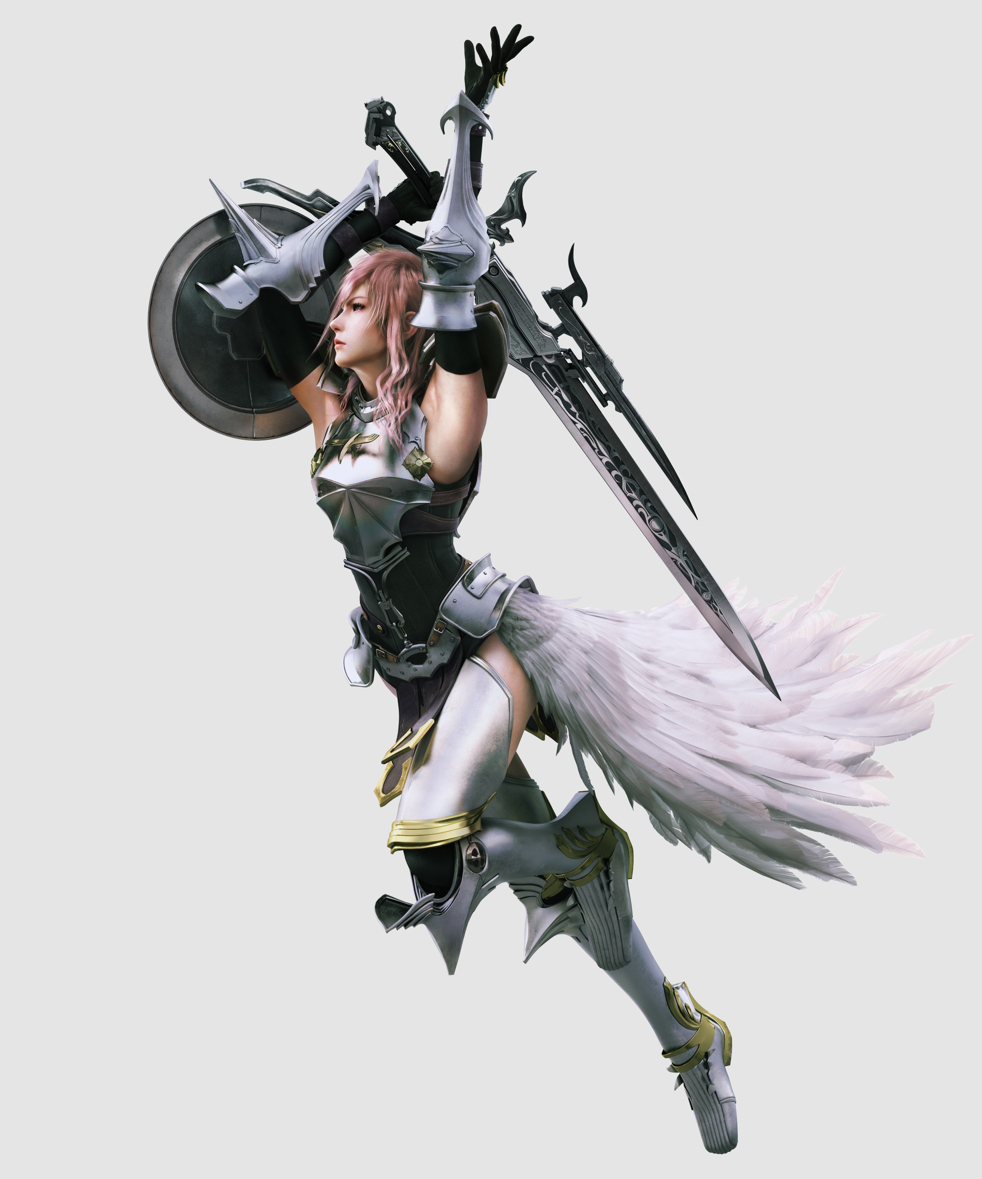 General 3375x4050 Final Fantasy XIII Claire Farron video games sword video game art video game girls women with swords simple background white background fantasy art fantasy girl
