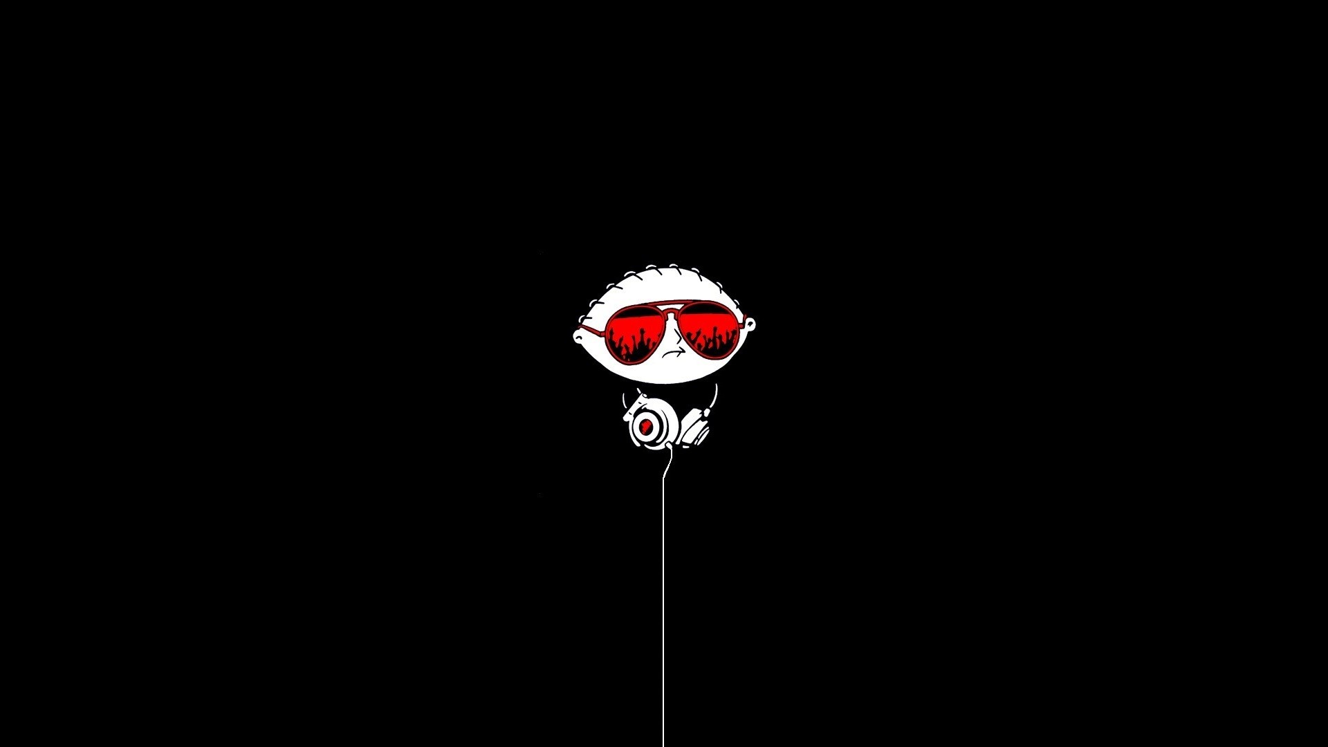 General 1920x1080 Family Guy black minimalism selective coloring cartoon TV series simple background black background headphones sunglasses Stewie Griffin