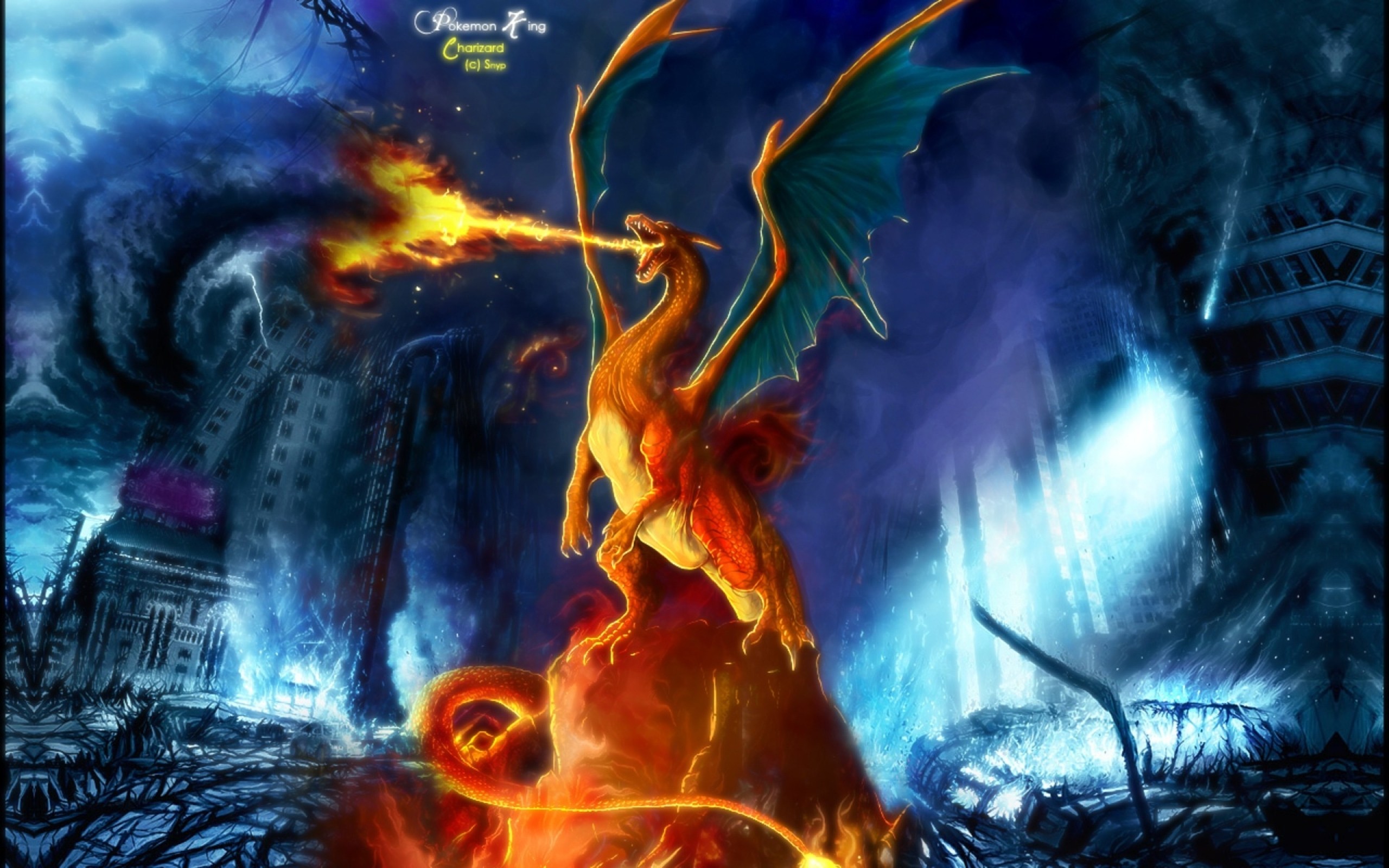 Anime 2560x1600 Pokémon Charizard video games dragon fire