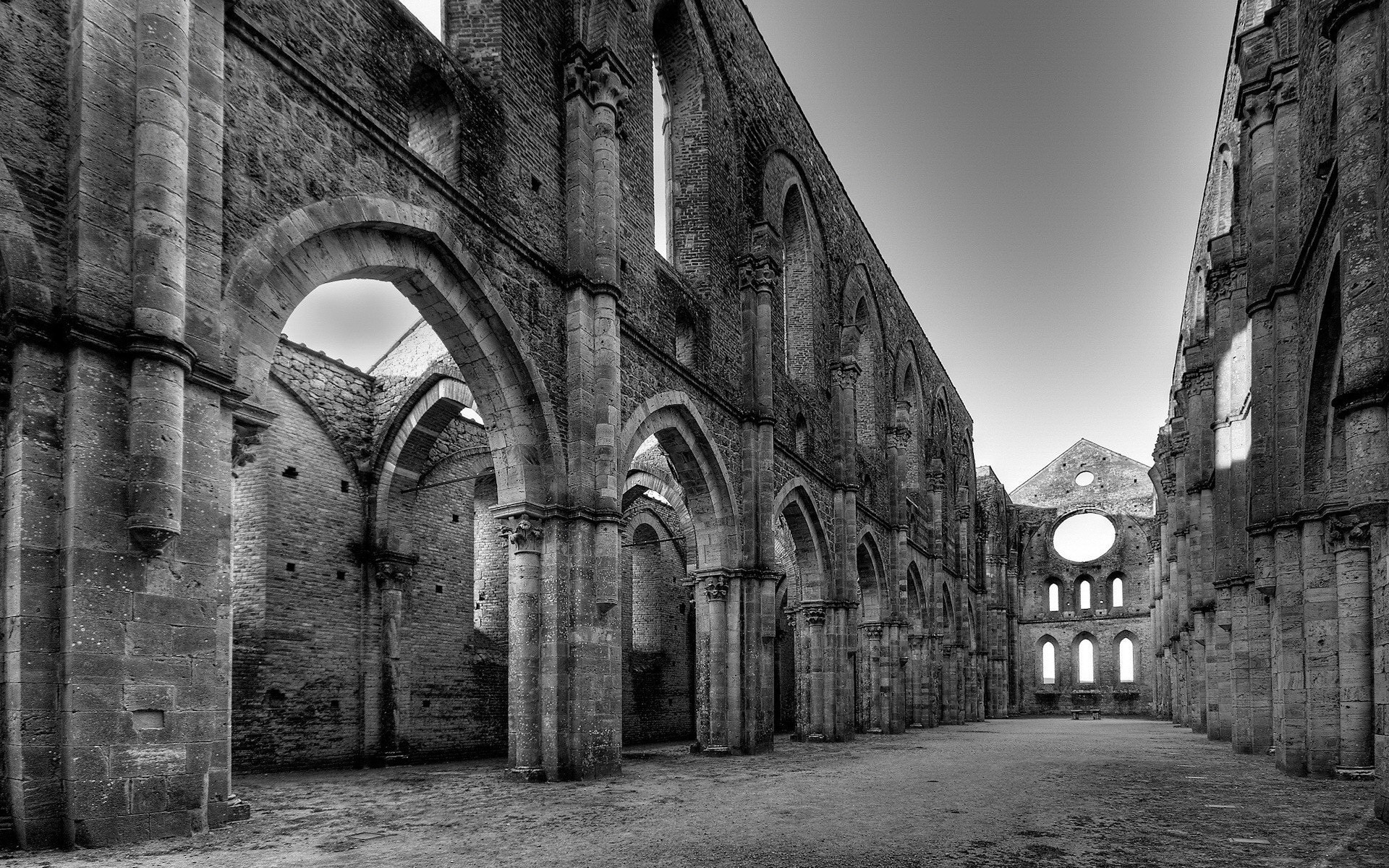 General 1920x1200 monochrome ruins Italy arch