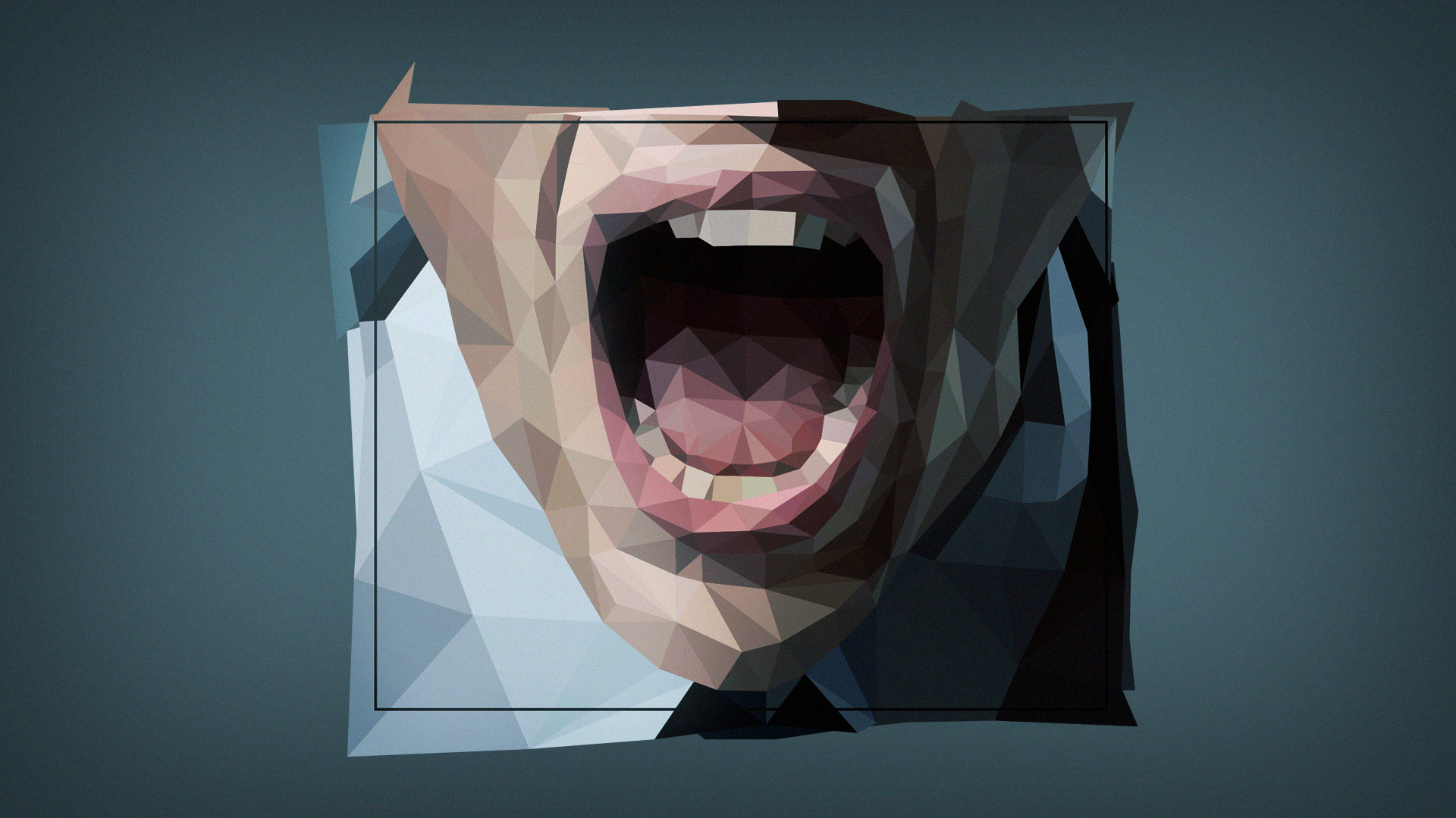 People 1920x1080 low poly digital art minimalism face open mouth artwork