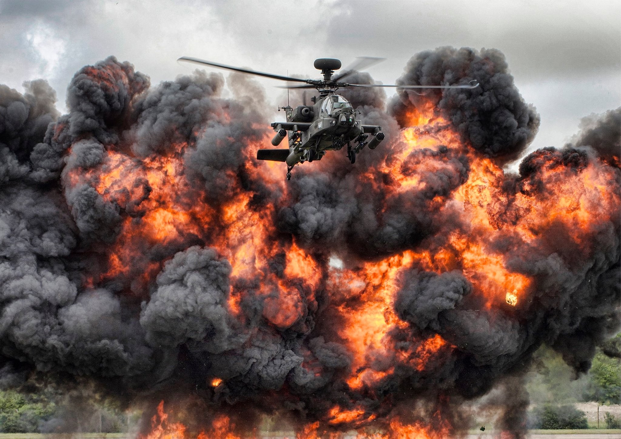 General 2048x1448 explosion military helicopters military aircraft vehicle attack helicopters military vehicle Boeing AH-64 Apache Boeing American aircraft