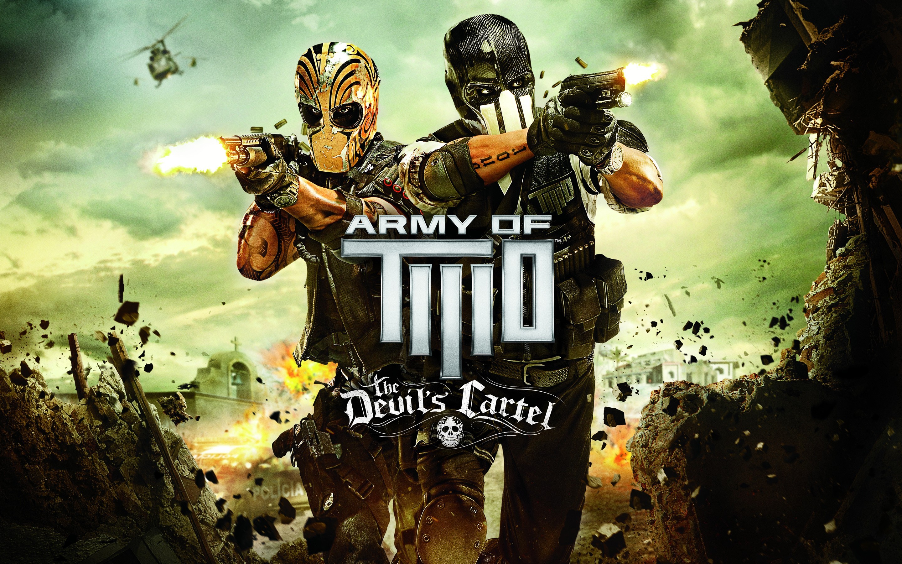 General 2880x1800 video games Army of Two video game art mask gun weapon