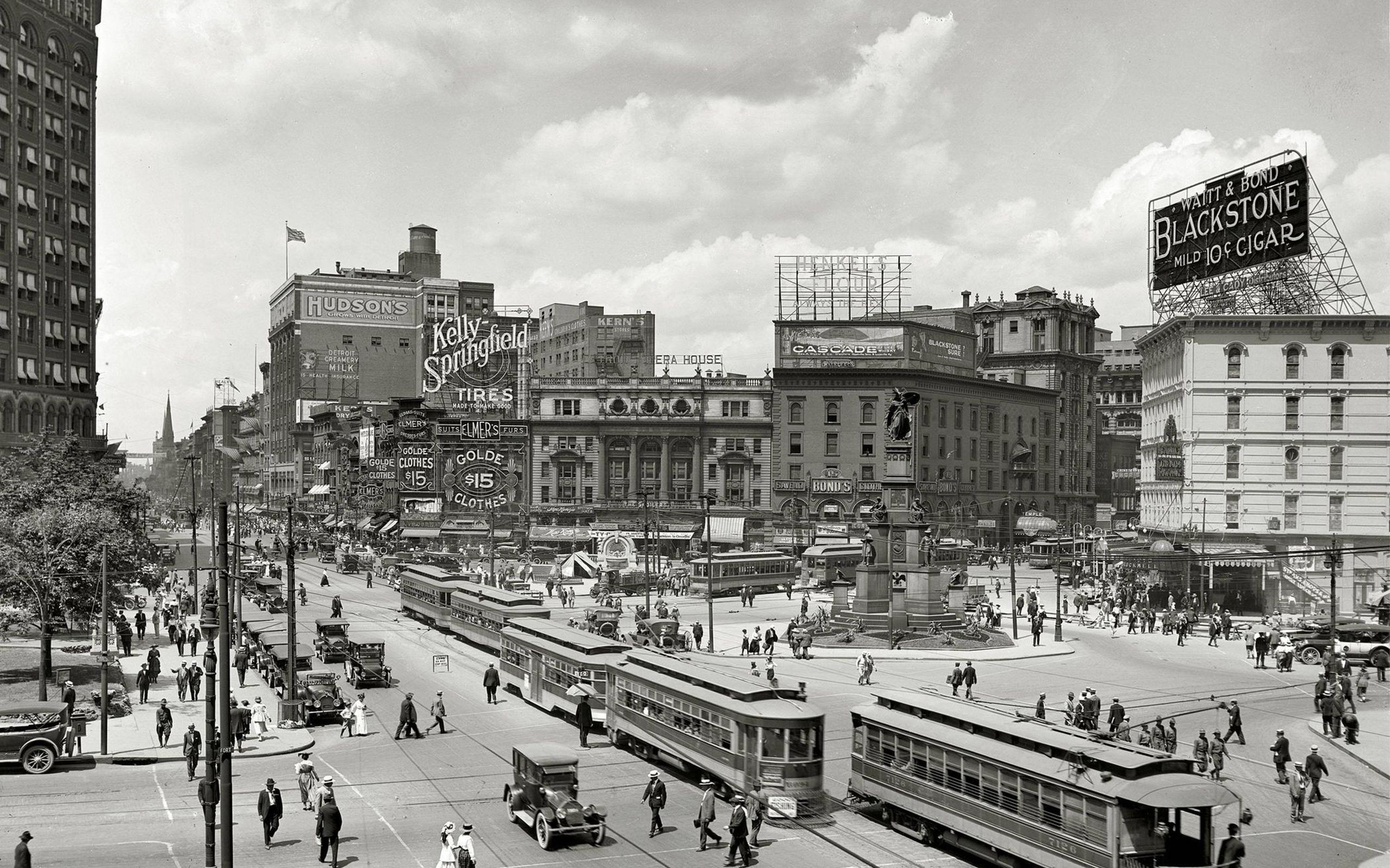 General 2560x1600 vintage Detroit old photos monochrome city cityscape USA