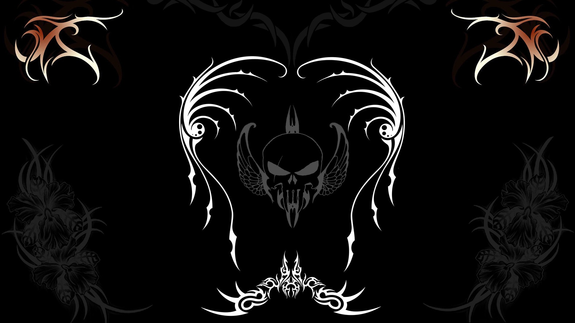 General 1920x1080 abstract shapes digital art simple background black background skull