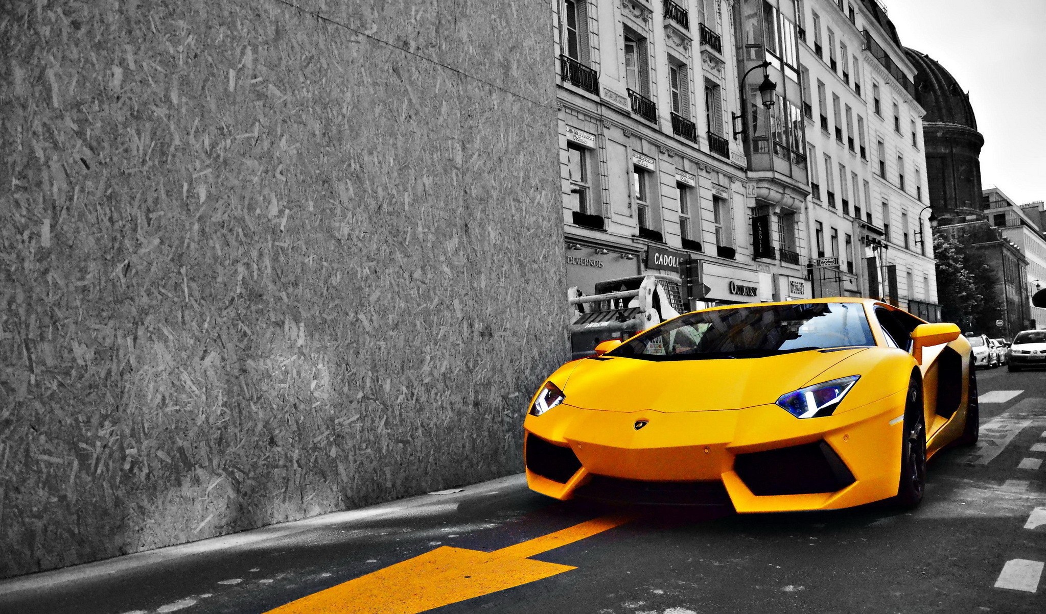 General 2047x1203 selective coloring Lamborghini car yellow cars yellow vehicle