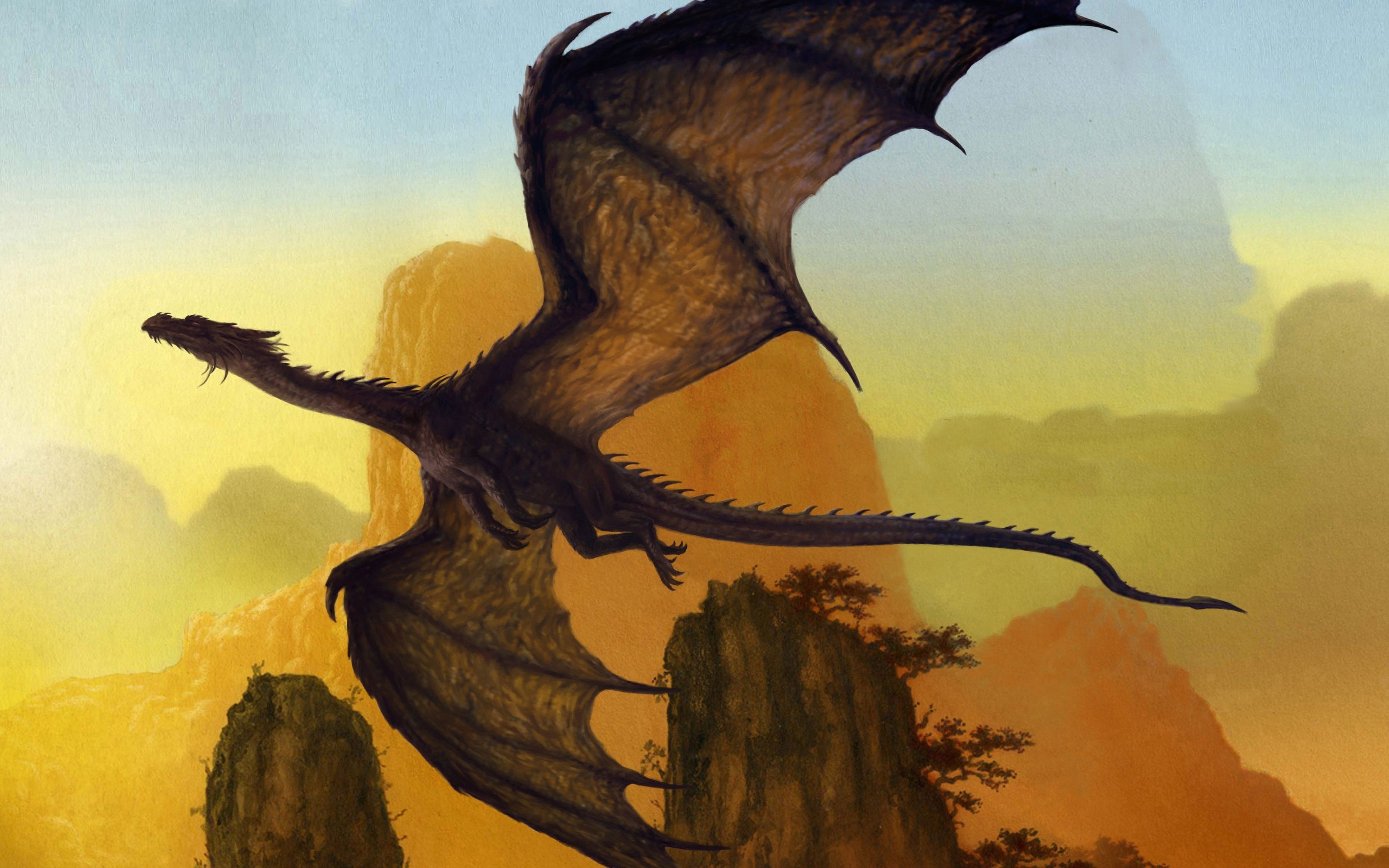 General 3300x2063 dragon fantasy art creature artwork wings flying rocks sunlight