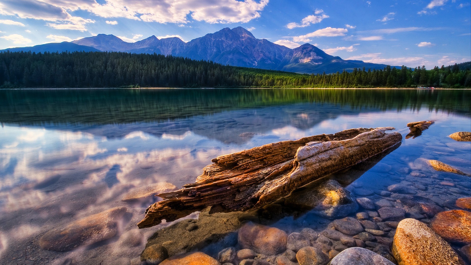 General 1920x1080 nature wood mountains reflection water