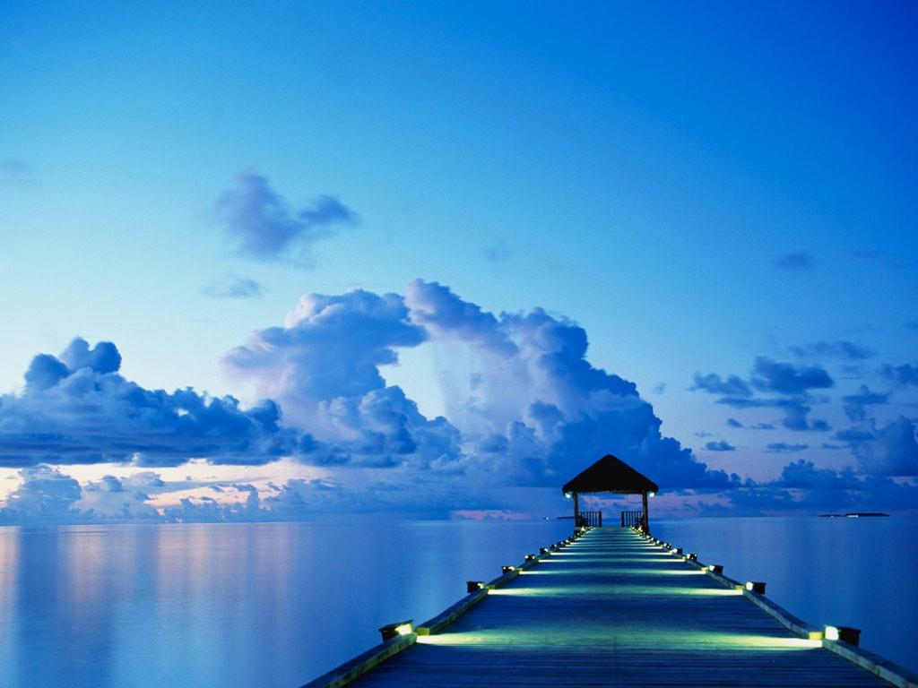 General 1024x768 sea pier calm cyan evening clouds blue horizon calm waters sky outdoors