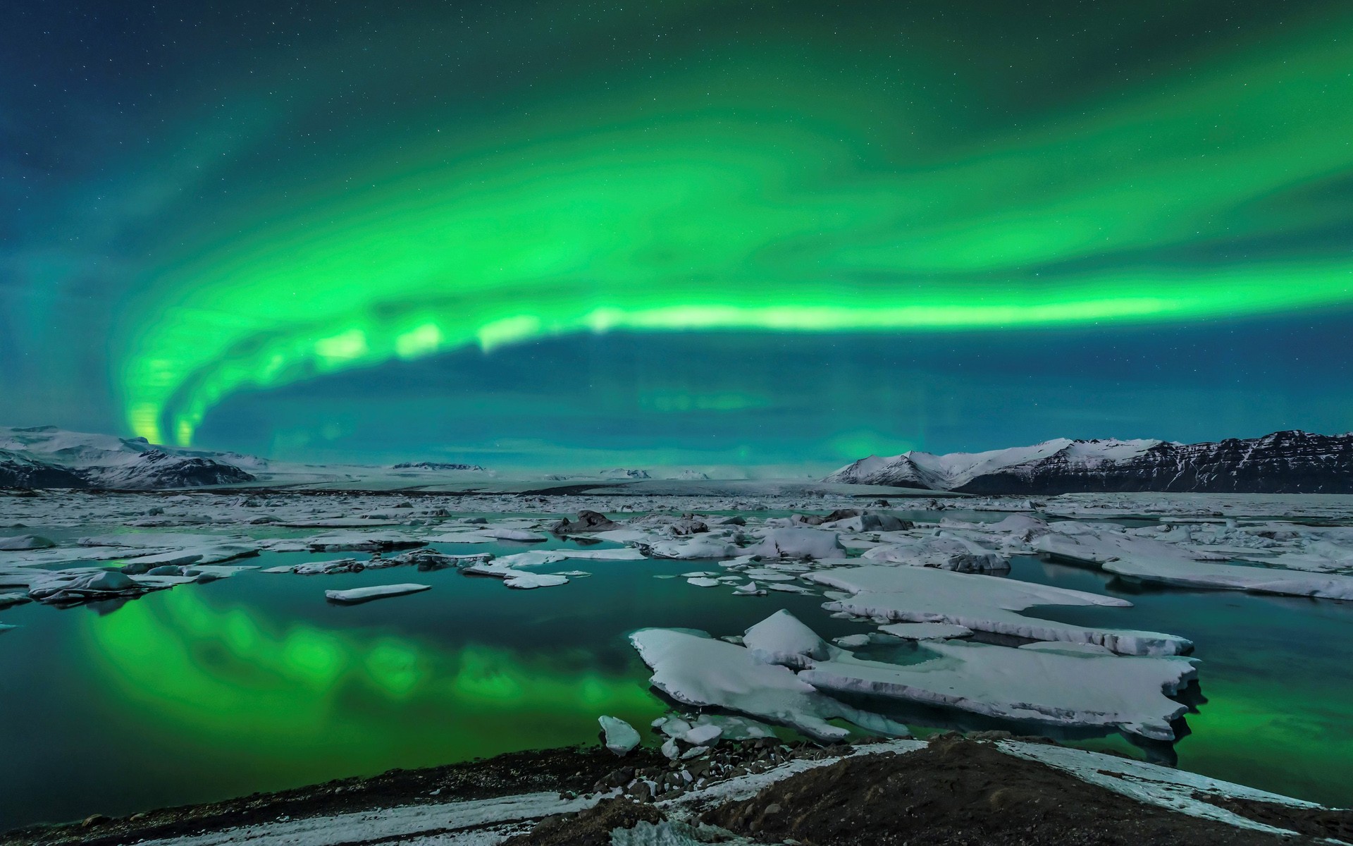 General 1920x1200 aurorae landscape ice Iceland nordic landscapes winter cold snow water sky nature