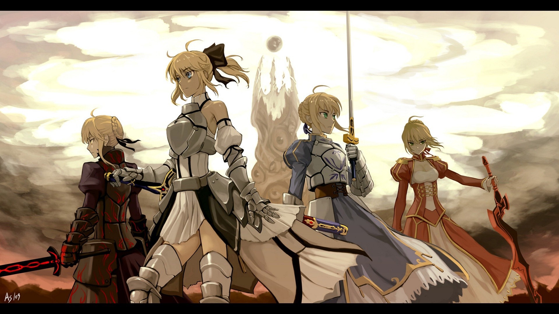 Anime 1920x1080 Fate/Zero Fate series Fate/Stay Night Saber anime Saber Alter Saber Lily anime girls Fate/Extra Fate/Extra CCC Artoria Pendragon Nero Claudius blonde armor sword dress As109 Fate/Grand Order Fate/Unlimited Codes 