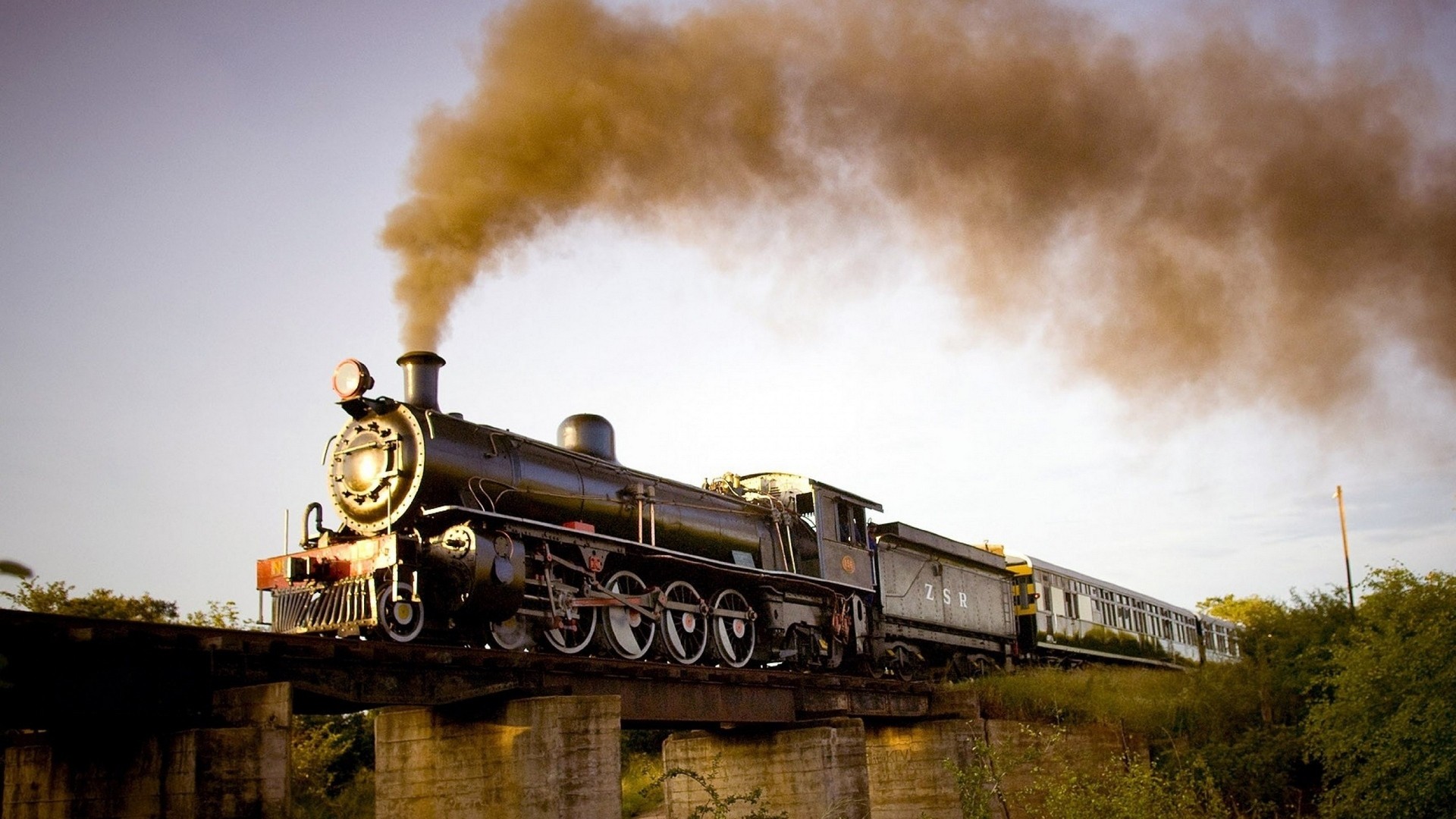 General 1920x1080 steam locomotive bridge vintage vehicle train Steam Train smoke