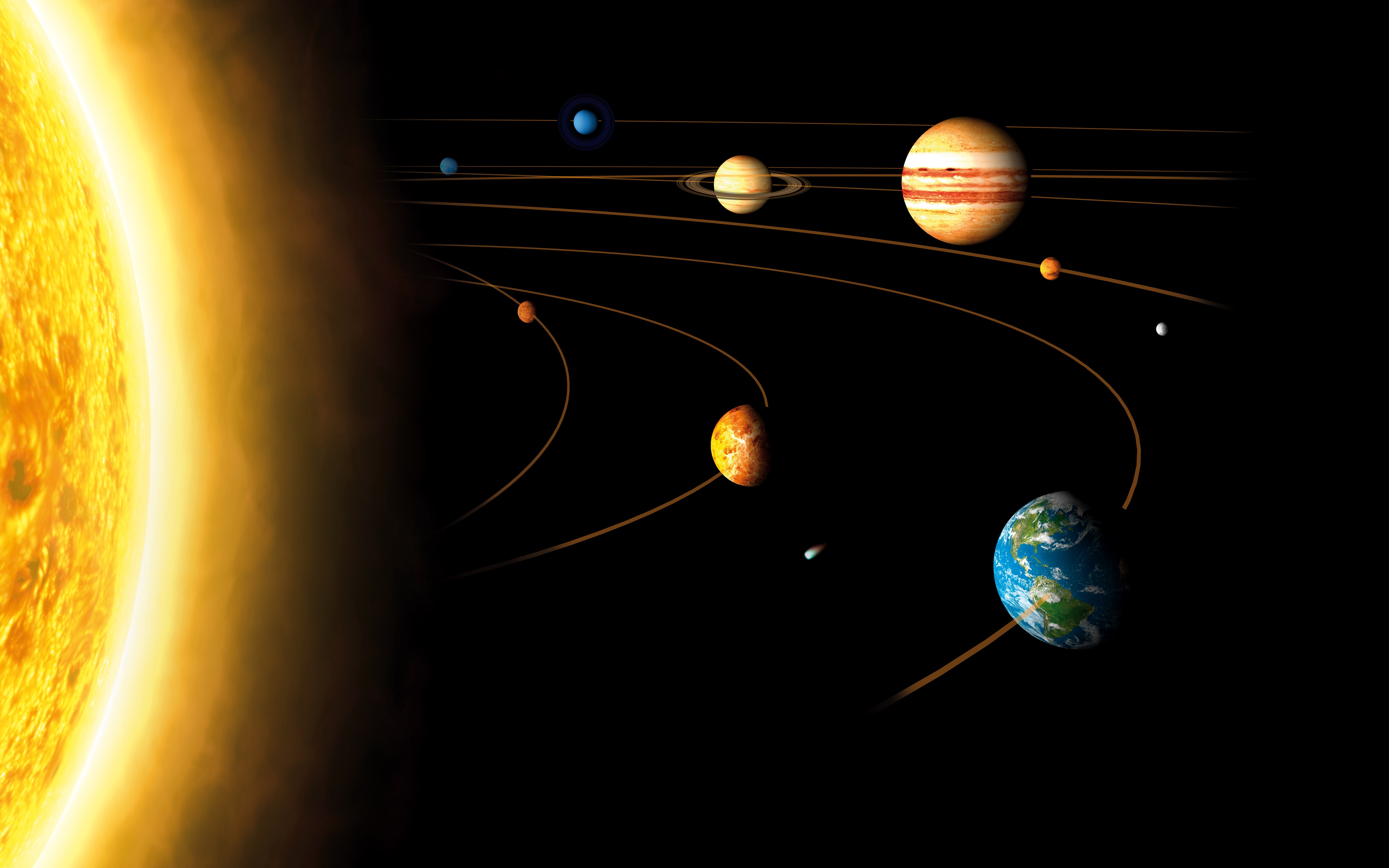 General 5120x3200 space Solar System planet Sun Mercury Venus Earth Mars Jupiter Saturn Uranus Neptune orbits