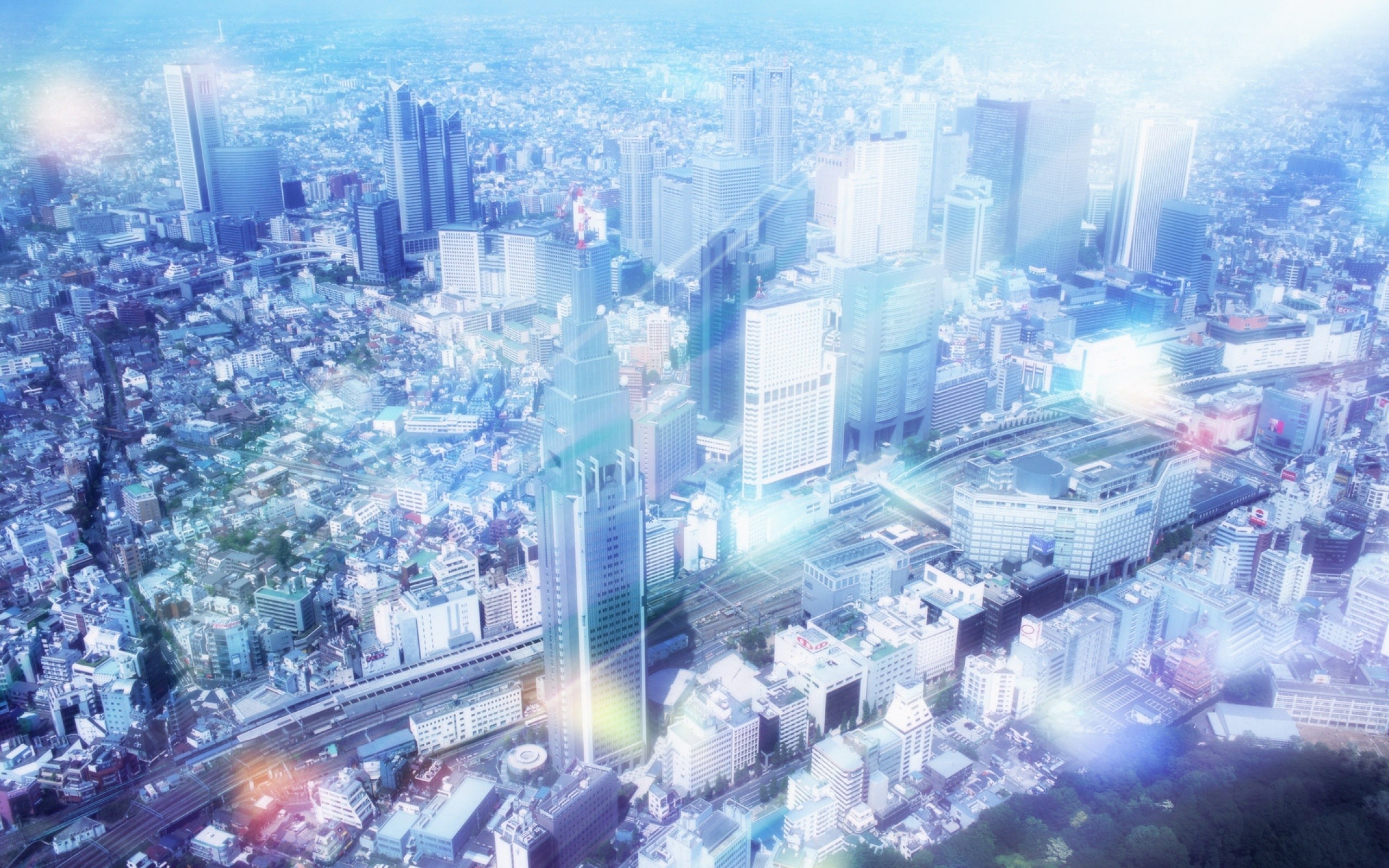 Anime 2560x1600 urban architecture building drawing cityscape city Tokyo Asia Japan