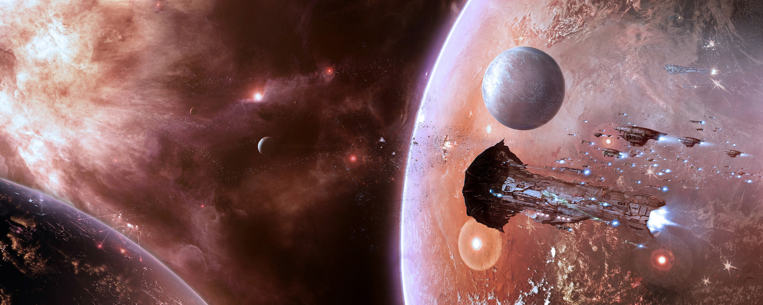 General 2560x1024 space EVE Online spaceship Amarr video games PC gaming science fiction planet digital art