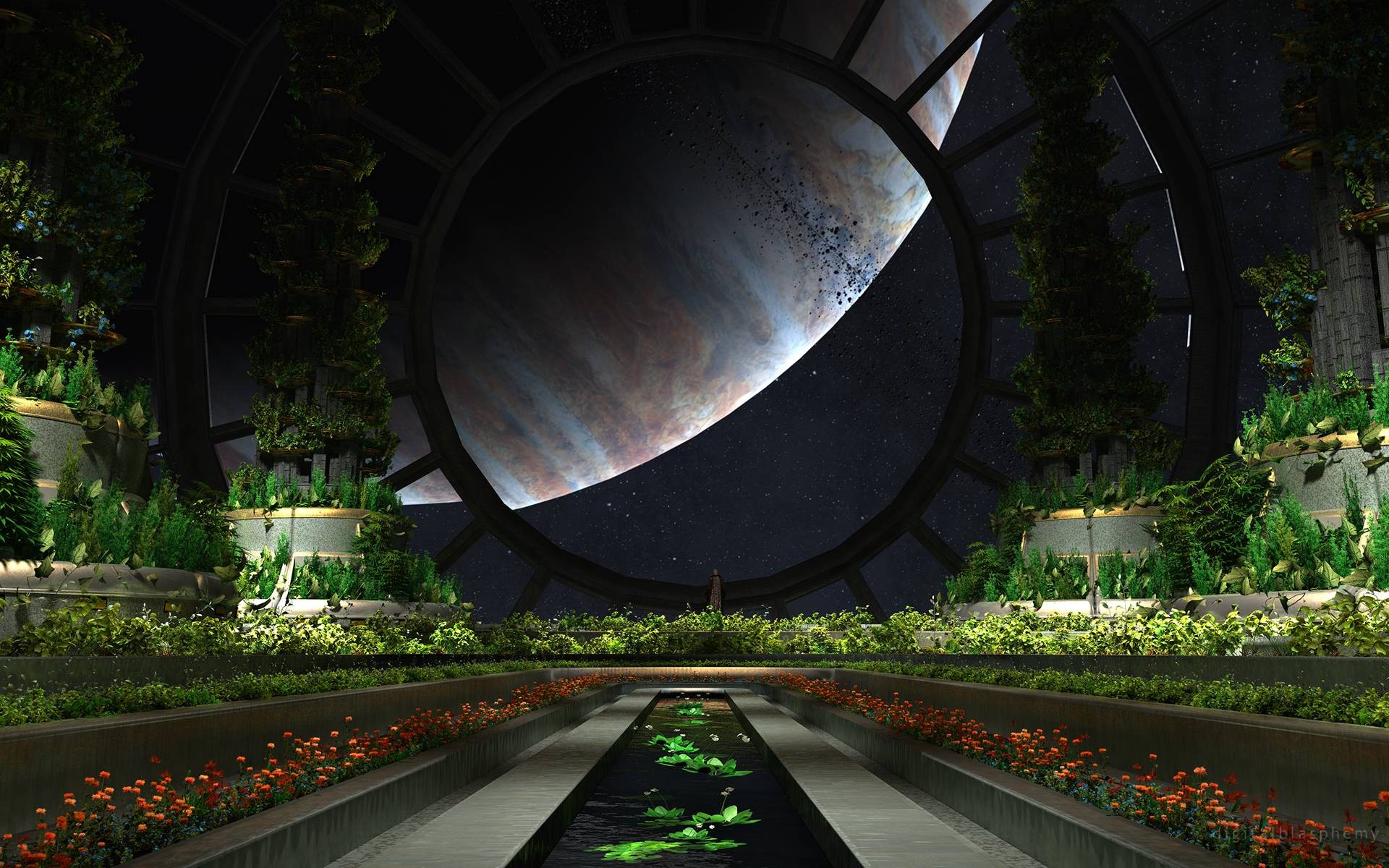 General 1920x1200 science fiction artwork planet plants CGI digital art
