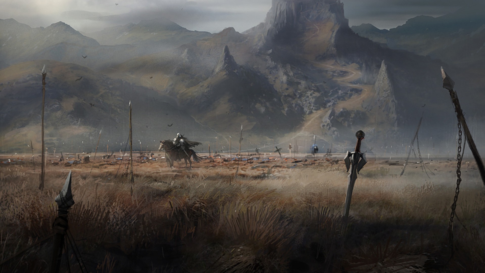 General 1920x1080 Battlefield (game) artwork fantasy art horse mountains
