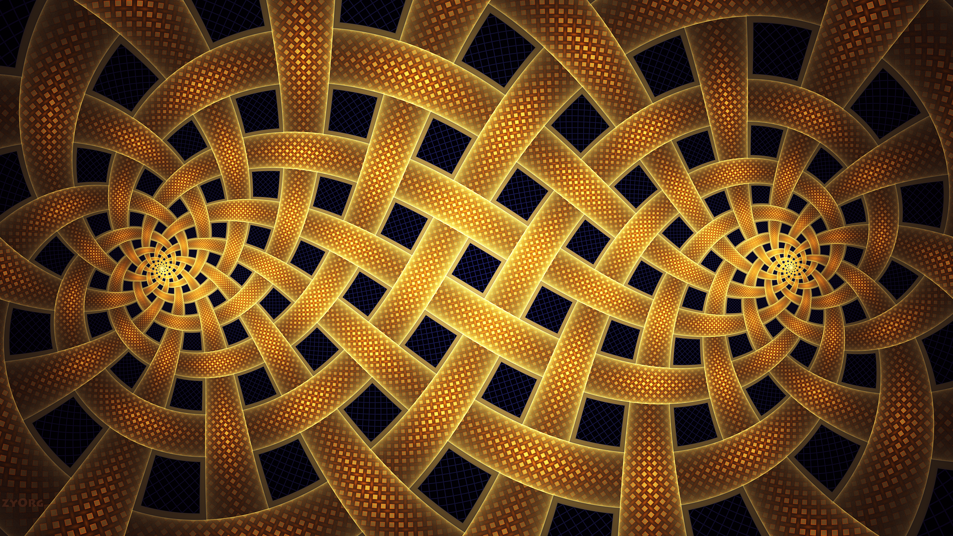 General 1920x1080 minimalism abstract digital art fractal spiral square gold