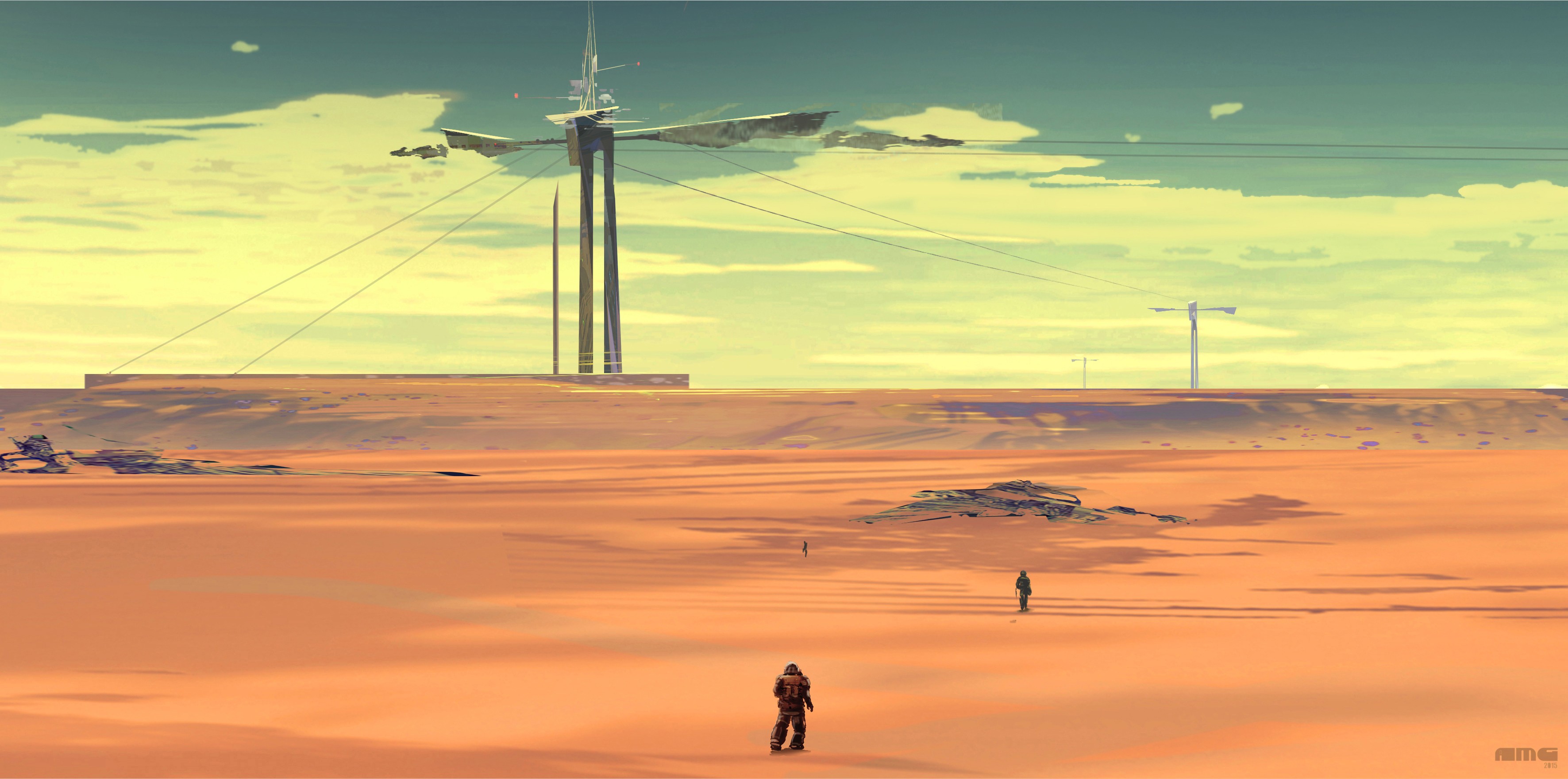 General 3543x1760 desert landscape science fiction DeviantArt futuristic artwork